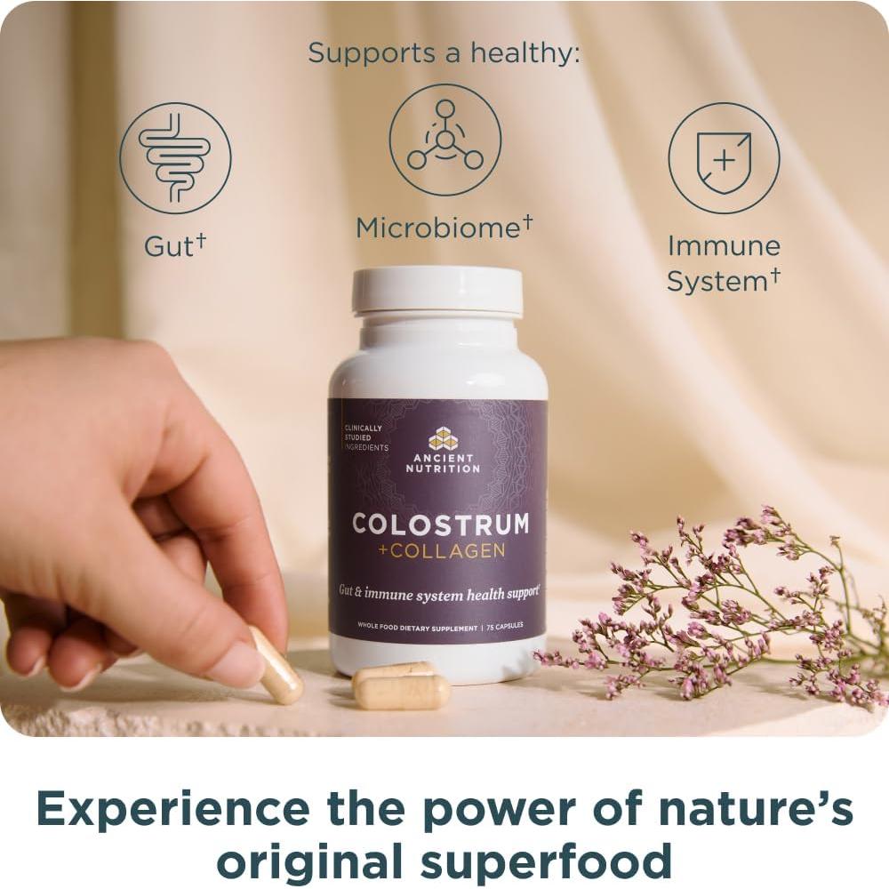 Colostro Bovino + Colágeno Ancient Nutrition 75 Cápsulas