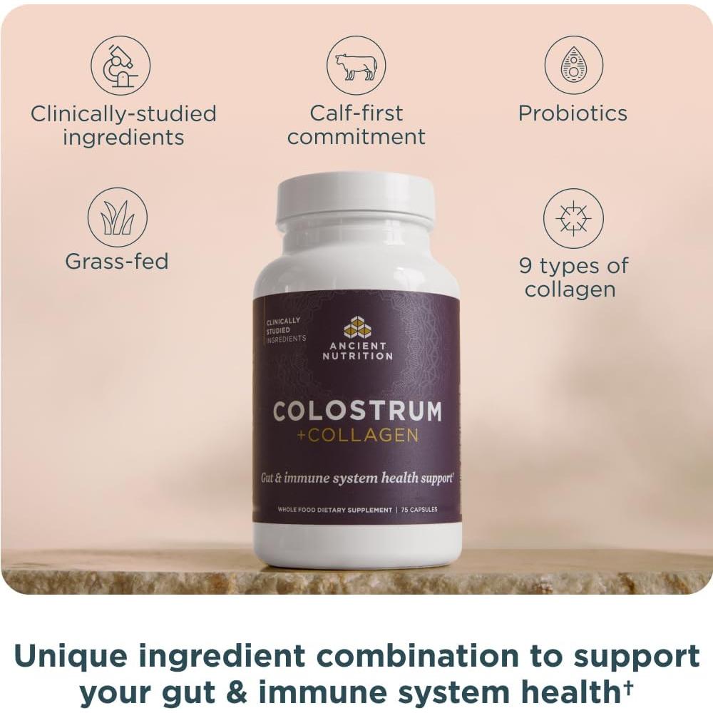 Colostro Bovino + Colágeno Ancient Nutrition 75 Cápsulas