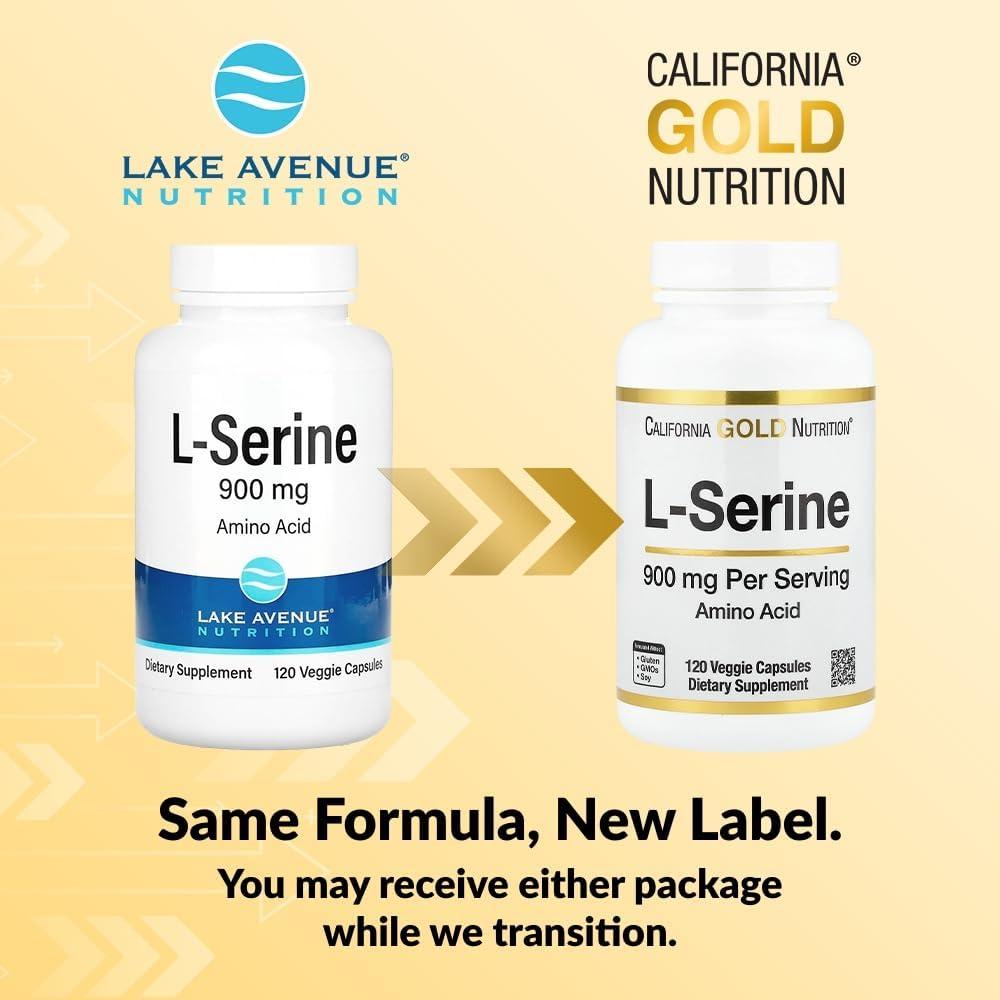 L-Serina 900 mg Lake Avenue Nutrition 120 Cápsulas Vegetales