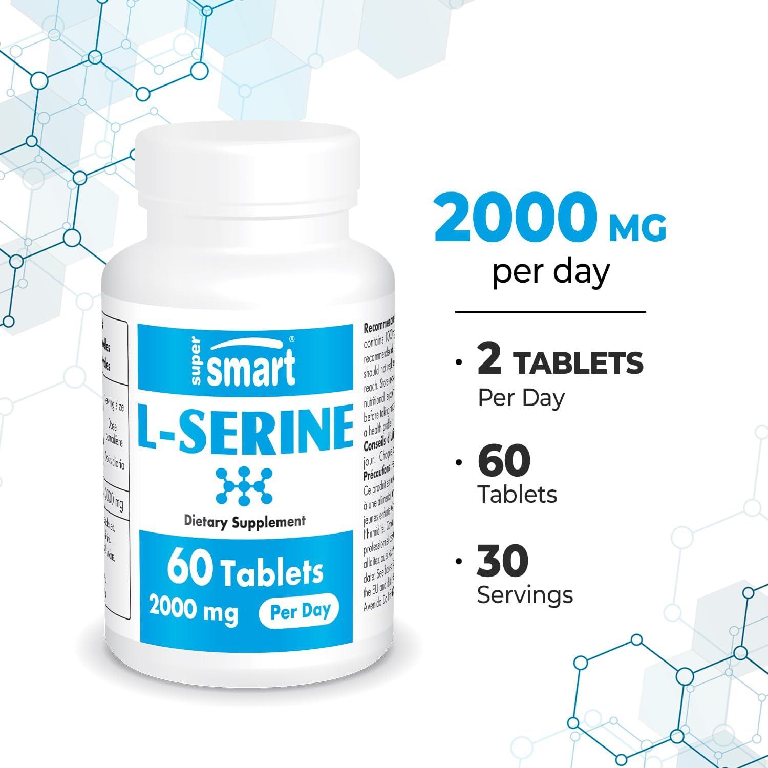 Suplemento L-Serina 2000mg Supersmart - 60 Tabletas Veganas