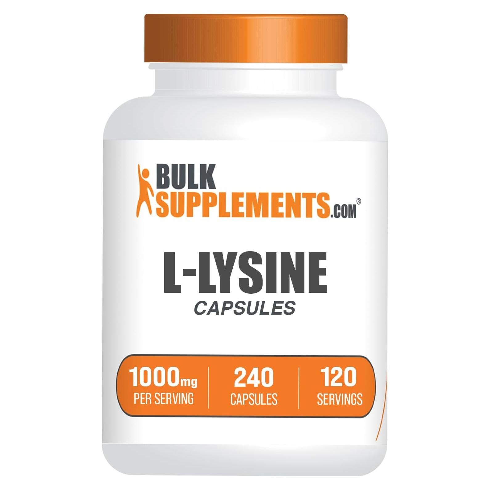 Cápsulas de L-Lisina HCl BulkSupplements 1000mg - 240 Unidades