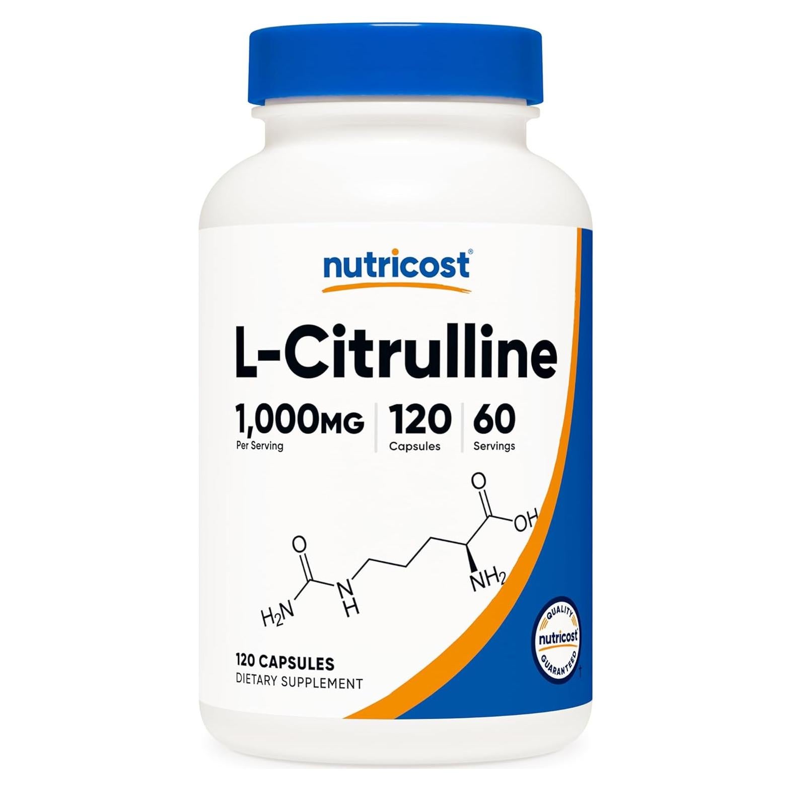 L-Citrulina Nutricost 500mg 120 Cápsulas Sin Gluten