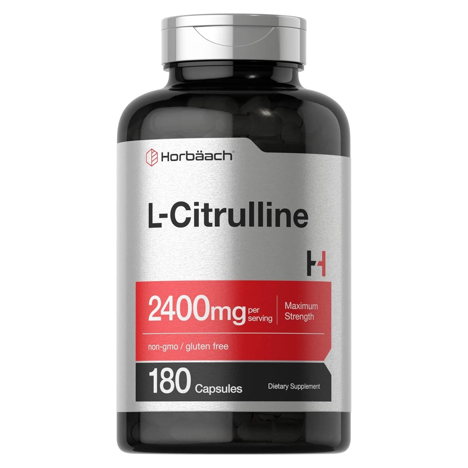 Suplemento L-Citrulina Horbaach 2400 mg 180 Cápsulas Sin Gluten