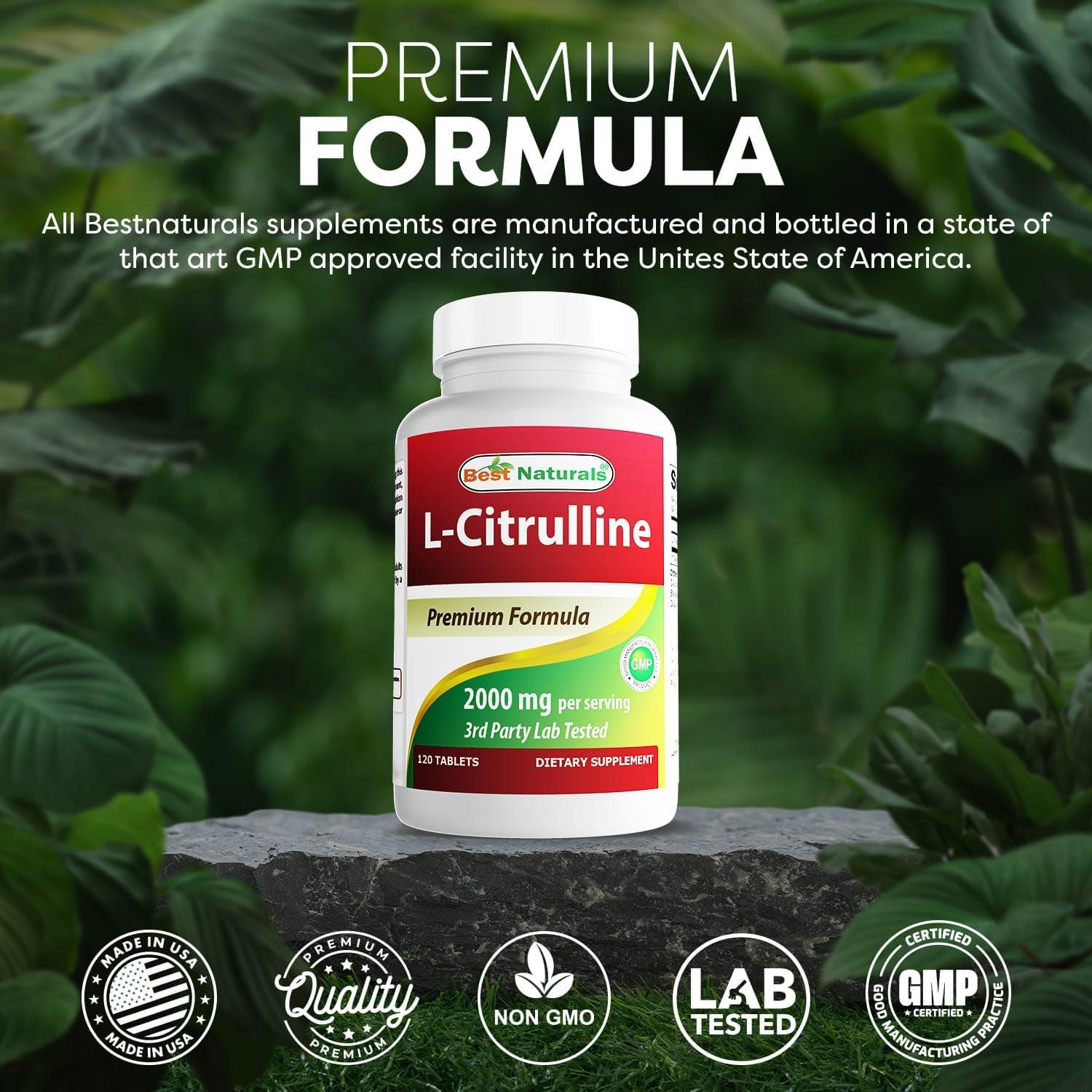 L-Citrulina 2000mg Mejores Naturales - 120 Tabletas Sin Gluten