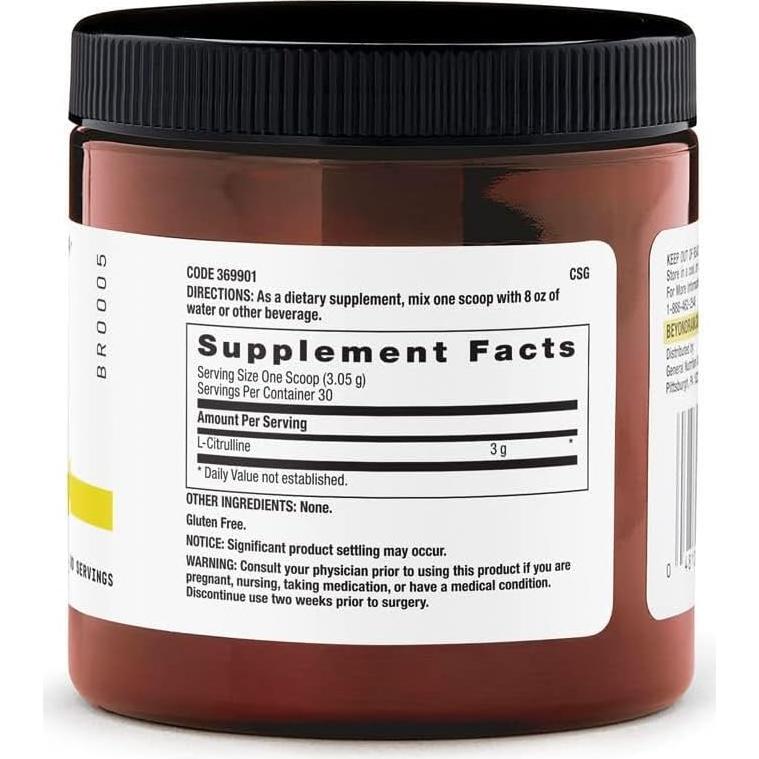Polvo L-Citrulina Beyond Raw 140g - Apoya Rendimiento Máximo