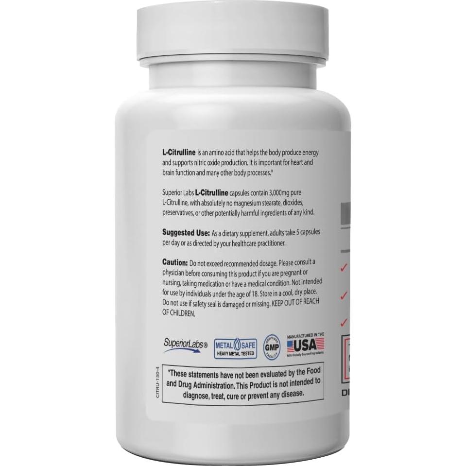 L-Citrulina 3000 mg Superior Labs - 150 Cápsulas Veganas