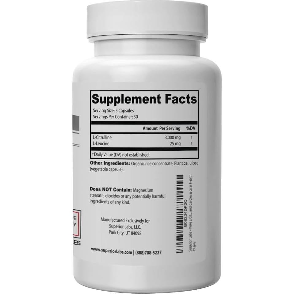 L-Citrulina 3000 mg Superior Labs - 150 Cápsulas Veganas