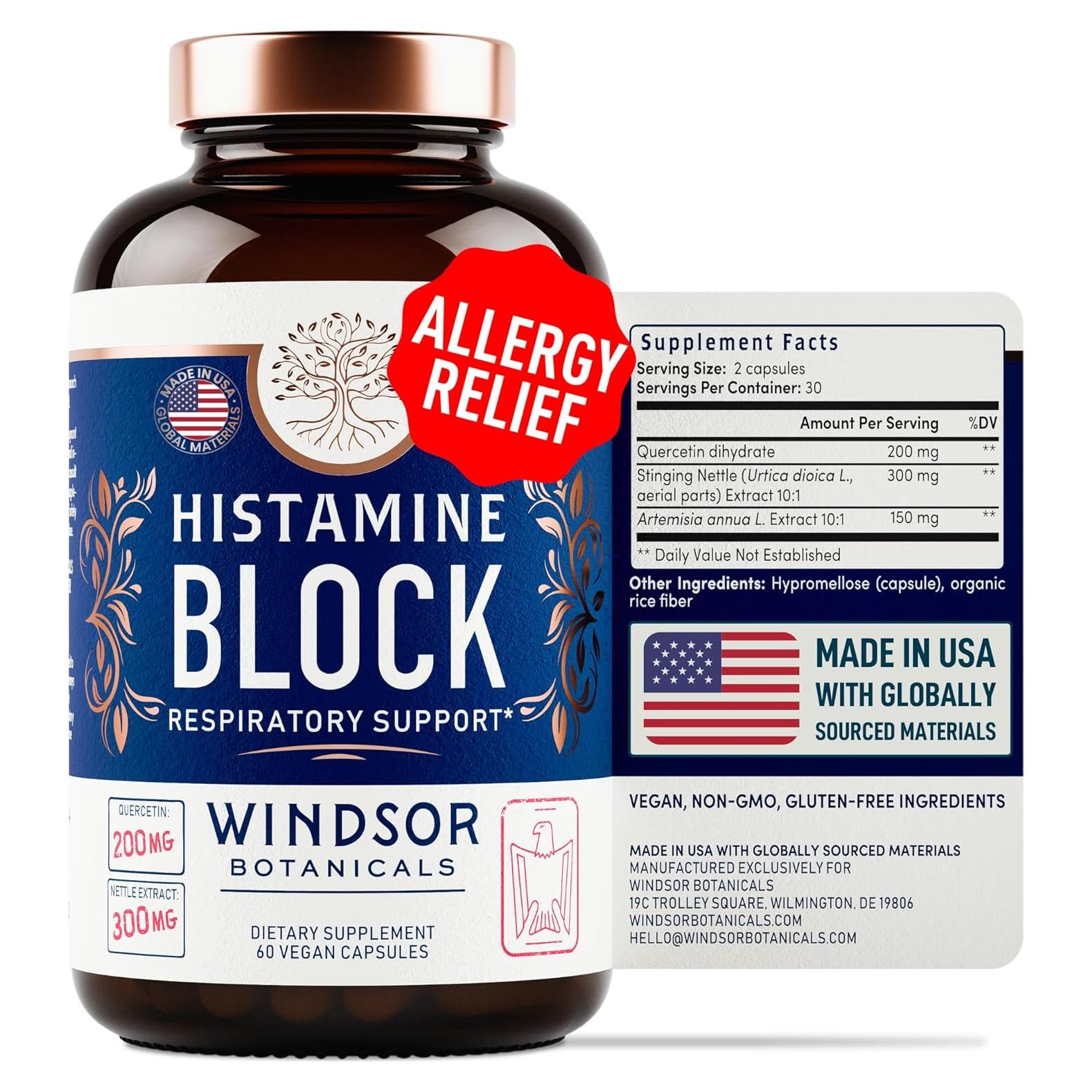 Suplemento Antihistamínico Natural Windsor Botanicals 60 Cápsulas