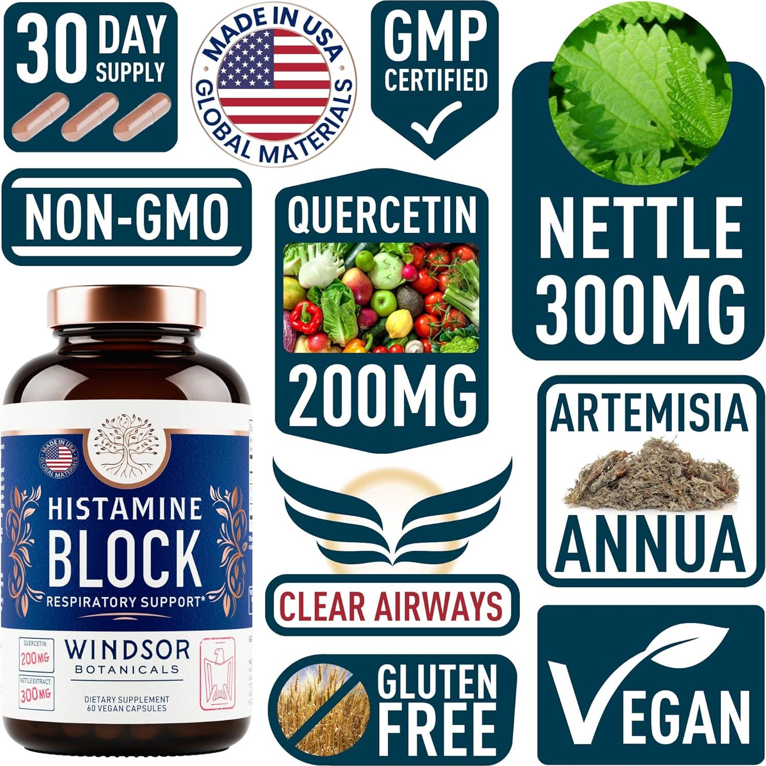 Suplemento Antihistamínico Natural Windsor Botanicals 60 Cápsulas