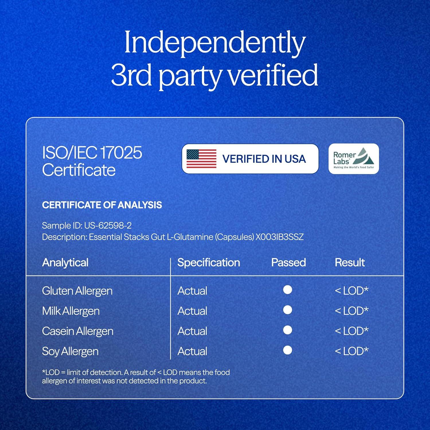 Cápsulas de L-Glutamina Gut 1000mg - 120 Cápsulas Veganas