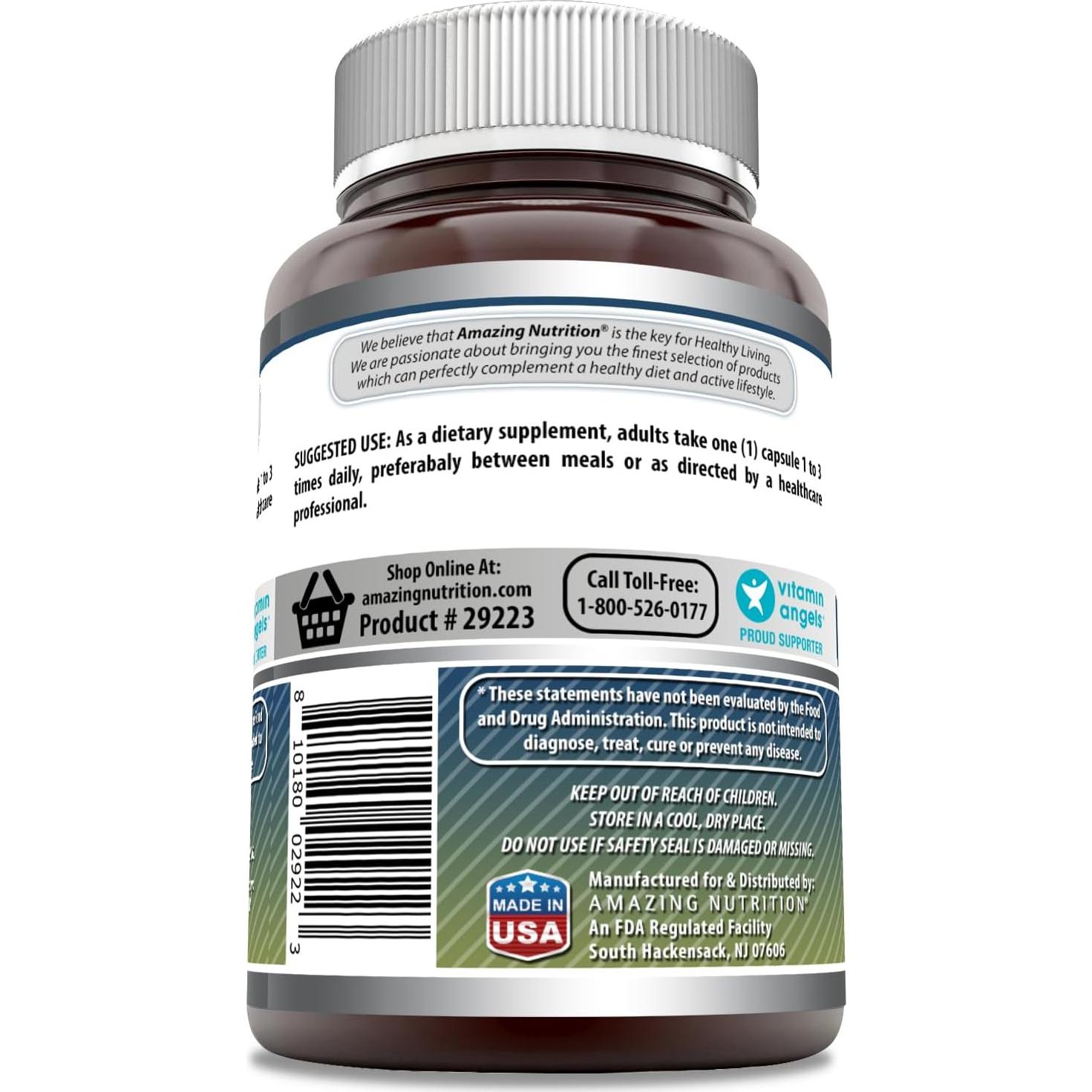 Suplemento L-Glutamina 500 Mg Nutrición Asombrosa | 120 Cápsulas | No OGM | Sin Gluten