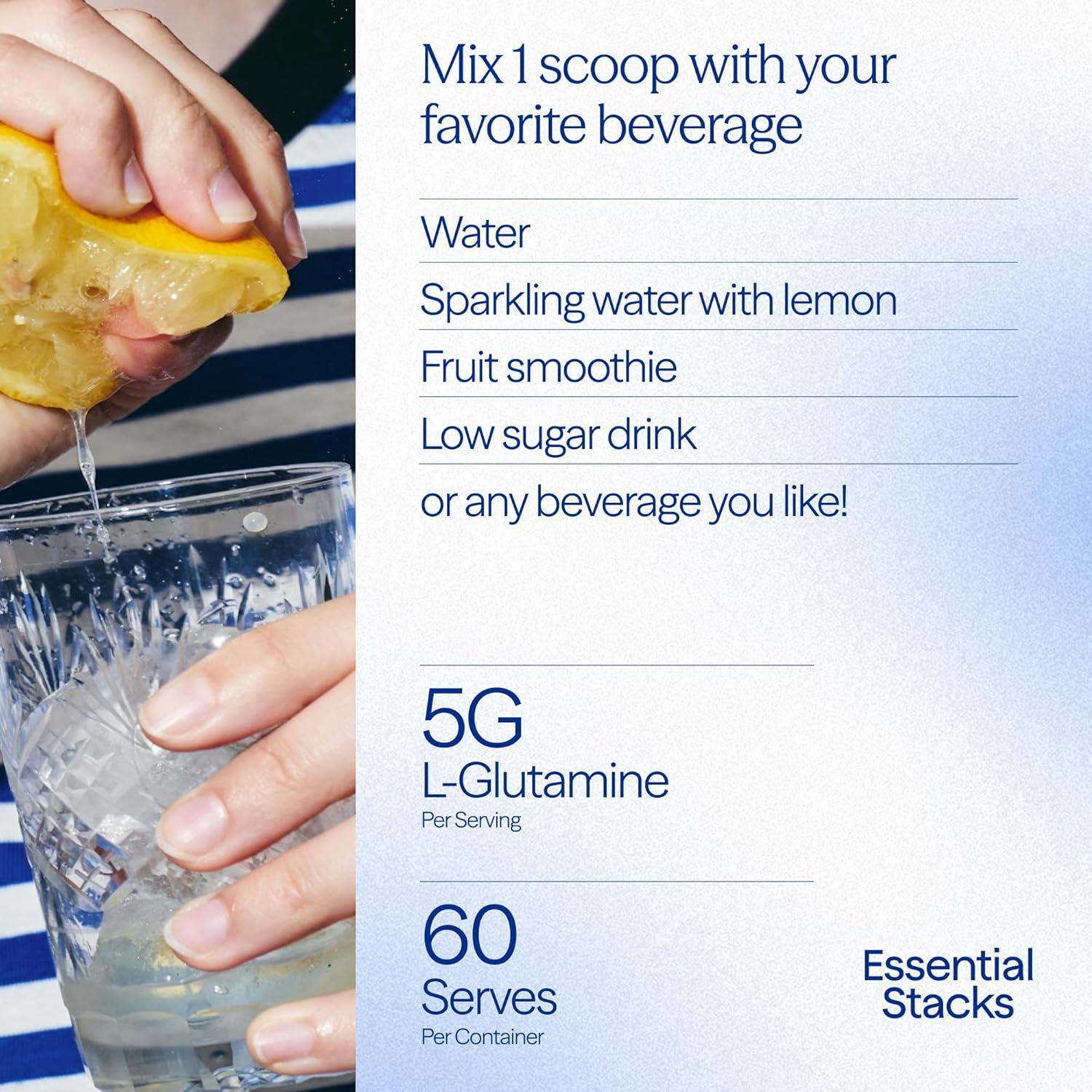 Polvo L-Glutamina Gut Essential Stacks 300g - Salud Intestinal