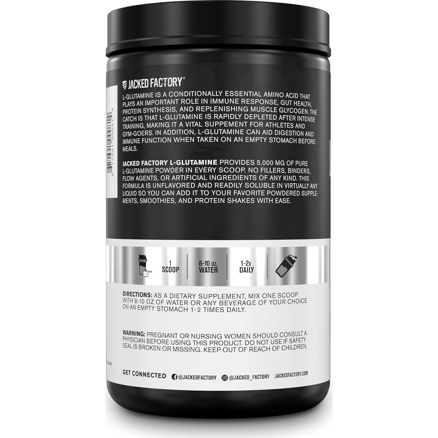 L-Glutamina en Polvo Jacked Factory 100 Porciones - Vegano