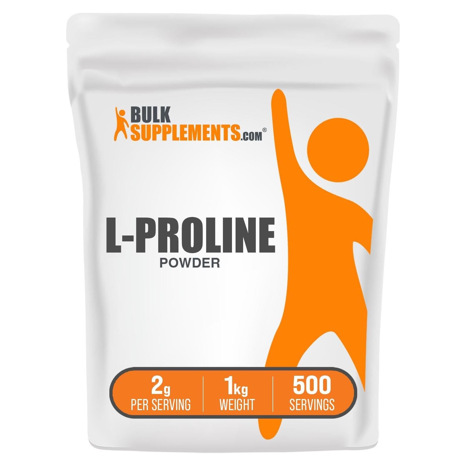 Polvo de L-Prolina BulkSupplements 1kg - Suplemento Sin Sabor