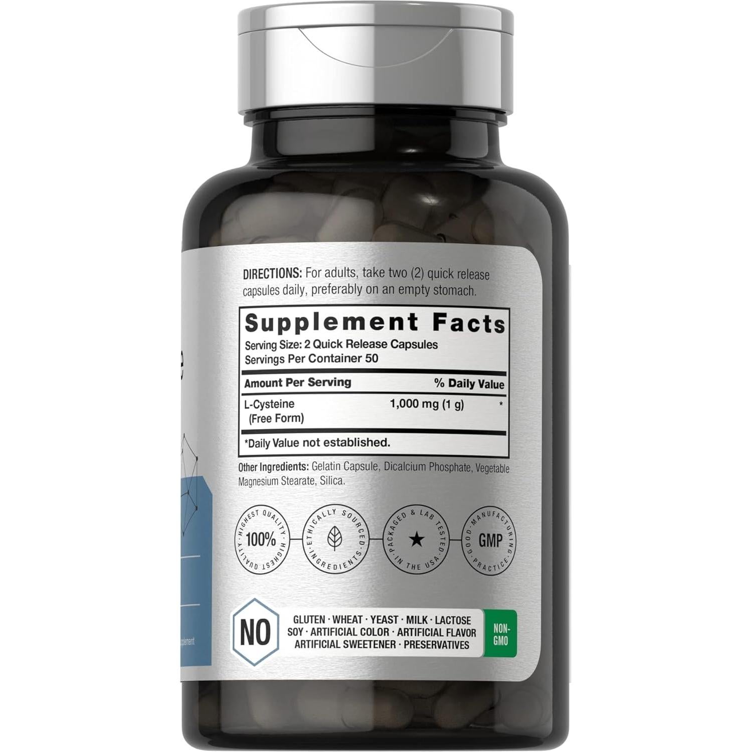 Horbäach L-Cisteína 1000mg - 100 Cápsulas Rápida Liberación