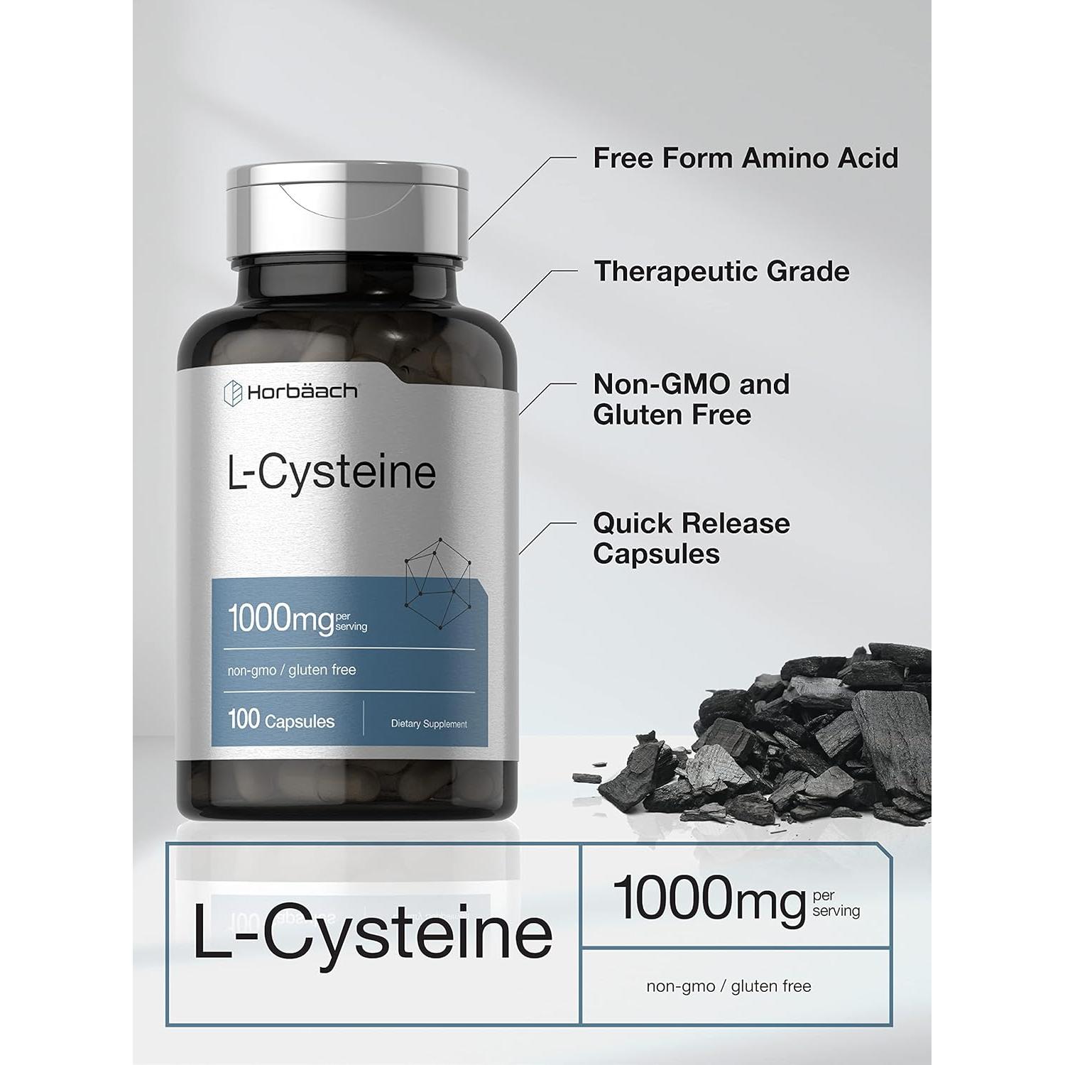 Horbäach L-Cisteína 1000mg - 100 Cápsulas Rápida Liberación