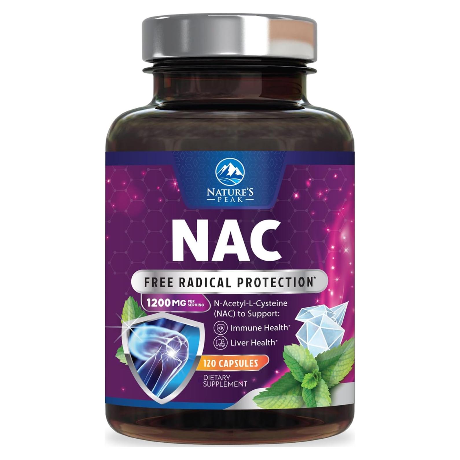 Suplemento NAC 1200mg Nature's Nutrition - Antioxidante Vegano