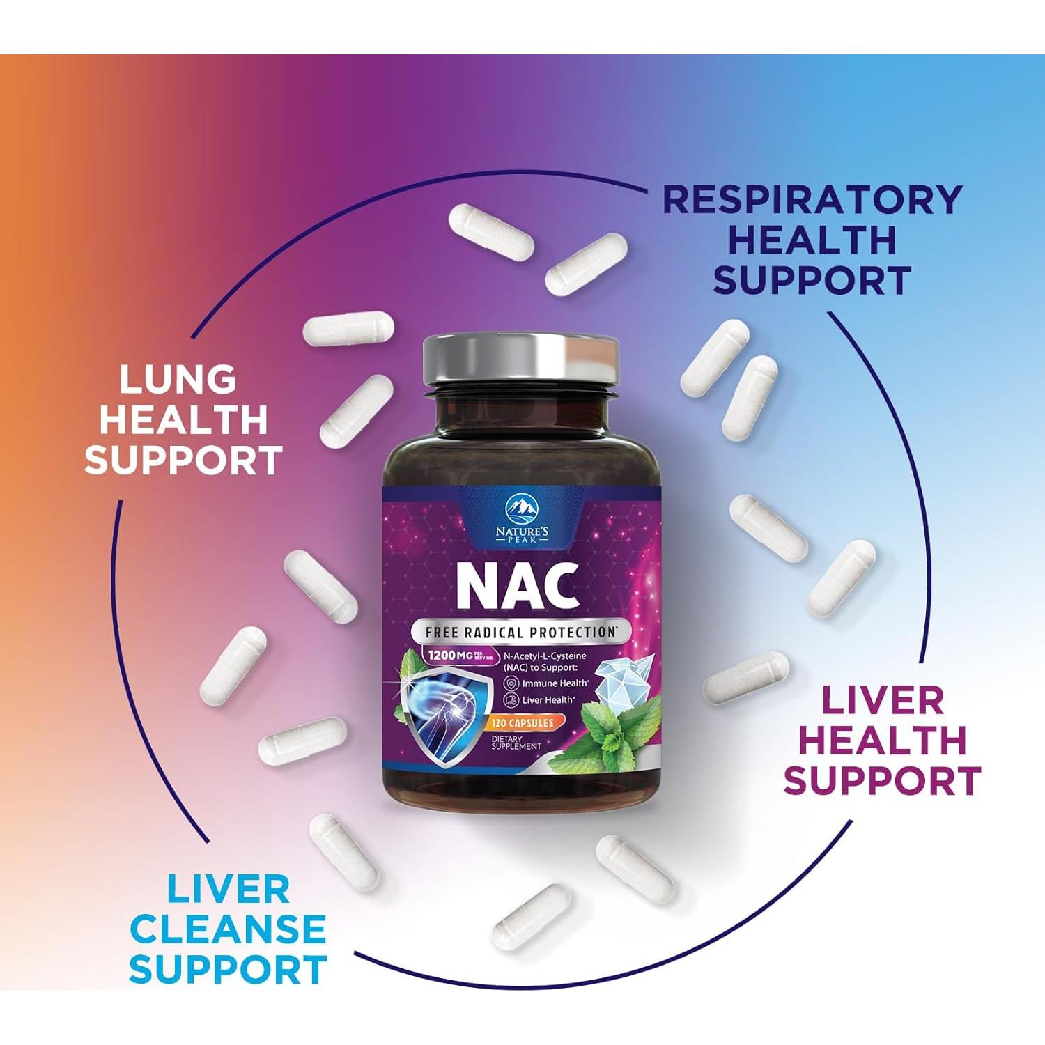 Suplemento NAC 1200mg Nature's Nutrition - Antioxidante Vegano