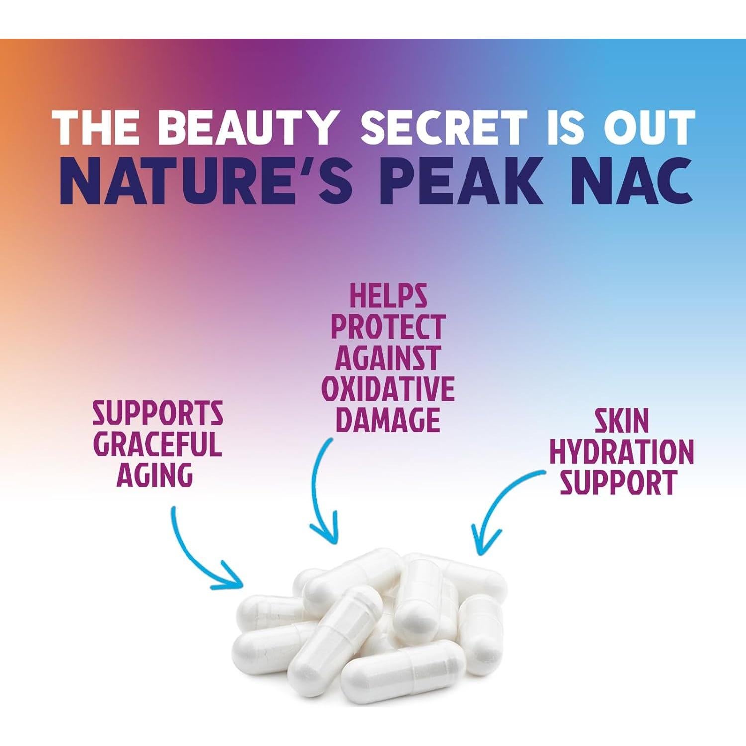 Suplemento NAC 1200mg Nature's Nutrition - Antioxidante Vegano