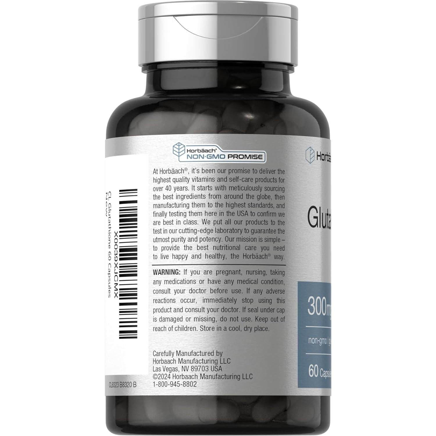 Suplemento de Glutatión Horbaach 300mg 60 Cápsulas Sin OGM