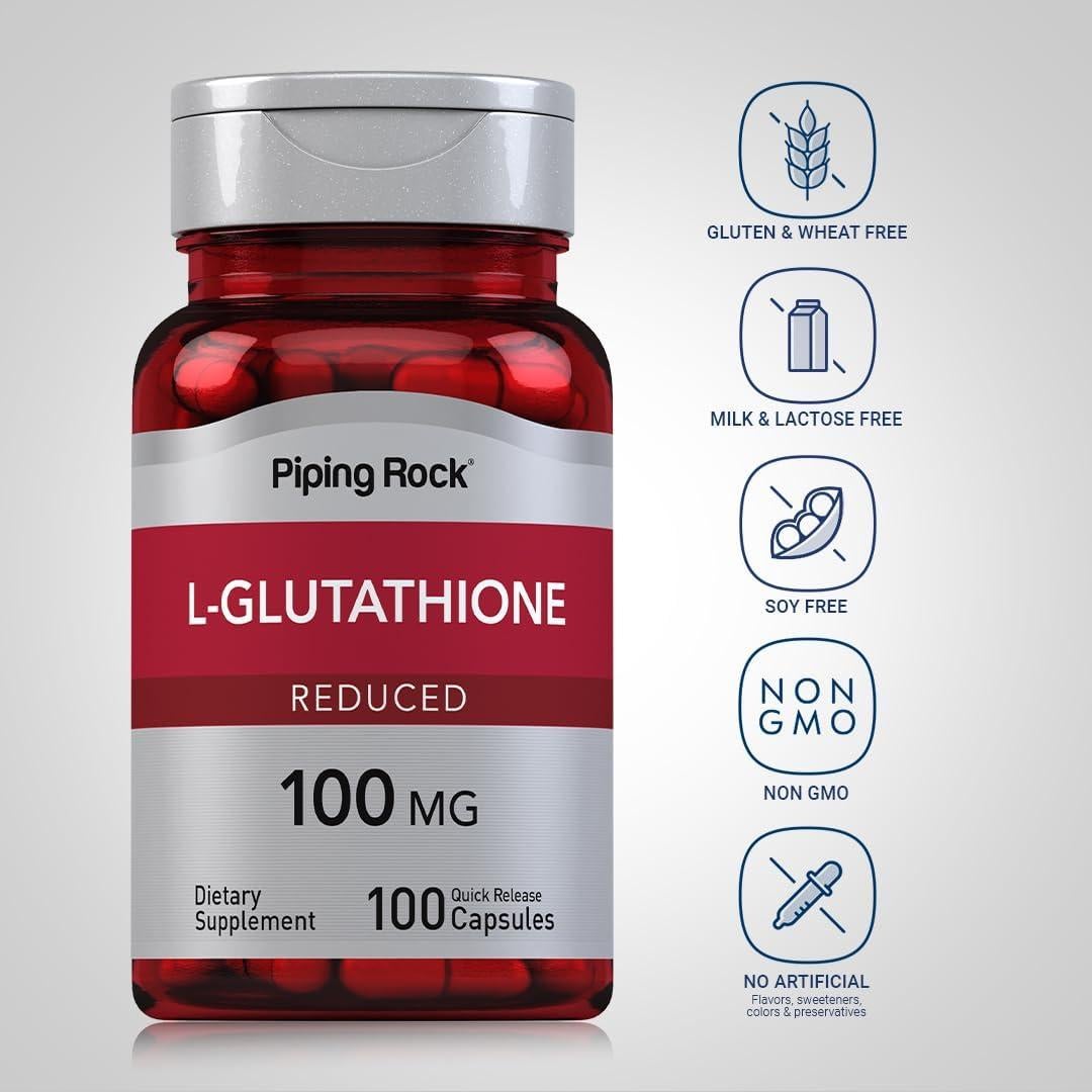 Suplemento L-Glutati&oacute;n Piping Rock 100 mg 100 C&aacute;psulas