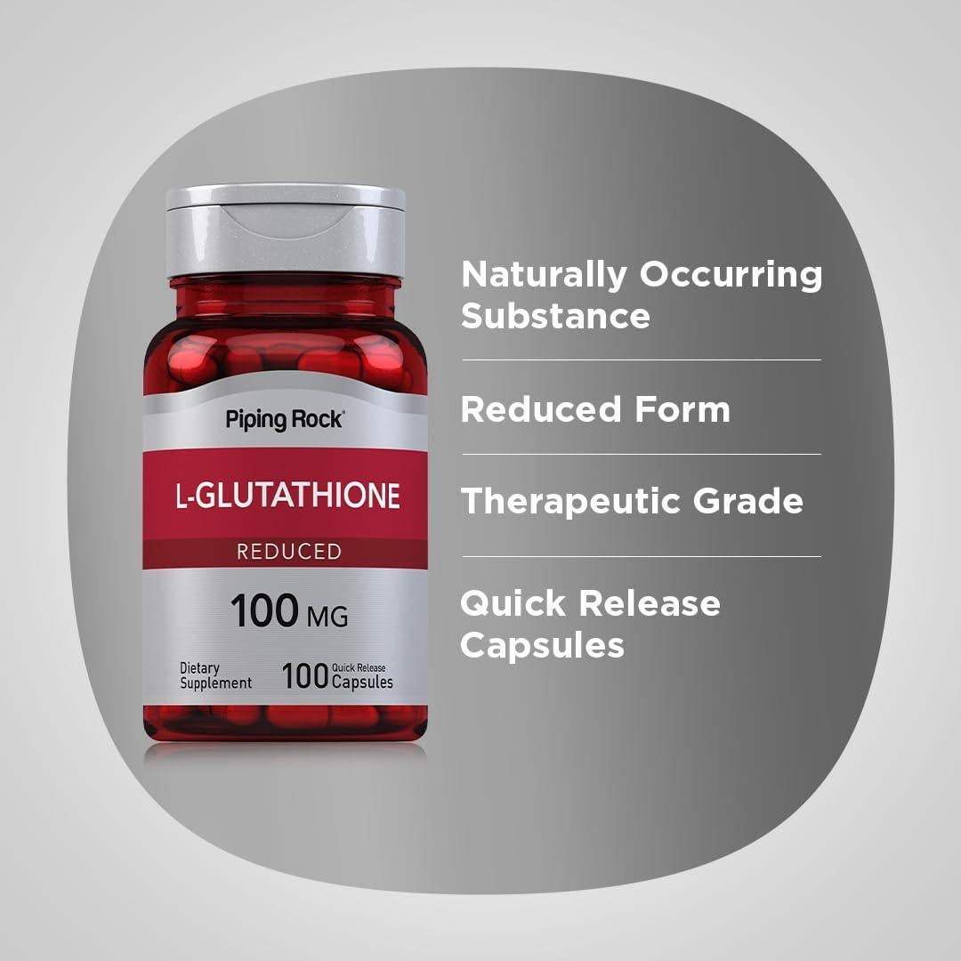 Suplemento L-Glutati&oacute;n Piping Rock 100 mg 100 C&aacute;psulas