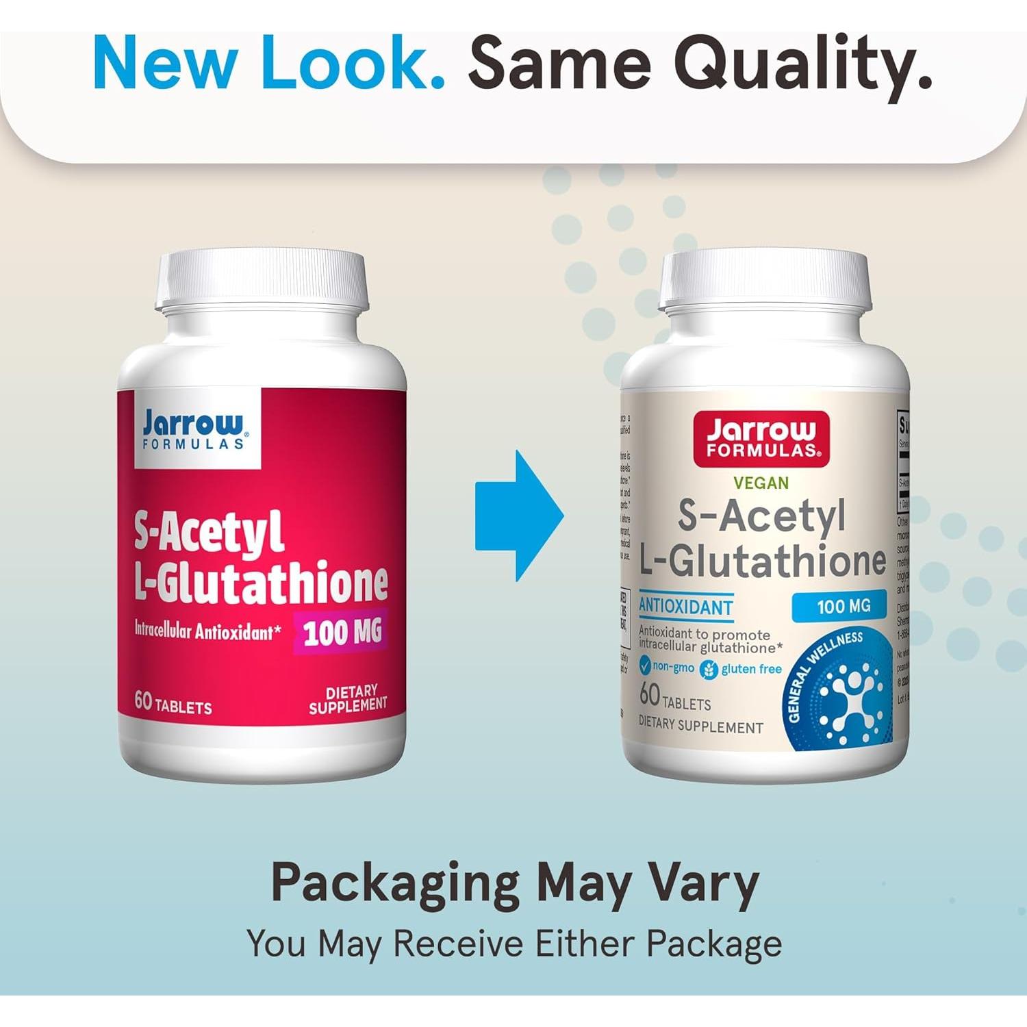 Tabletas S-Acetil L-Glutatión Jarrow Formulas 100 mg - 60 Unidades - Antioxidante y Desintoxicante - Sin Gluten