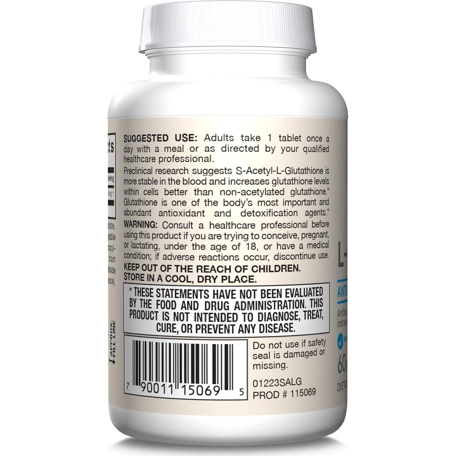 Tabletas S-Acetil L-Glutatión Jarrow Formulas 100 mg - 60 Unidades - Antioxidante y Desintoxicante - Sin Gluten