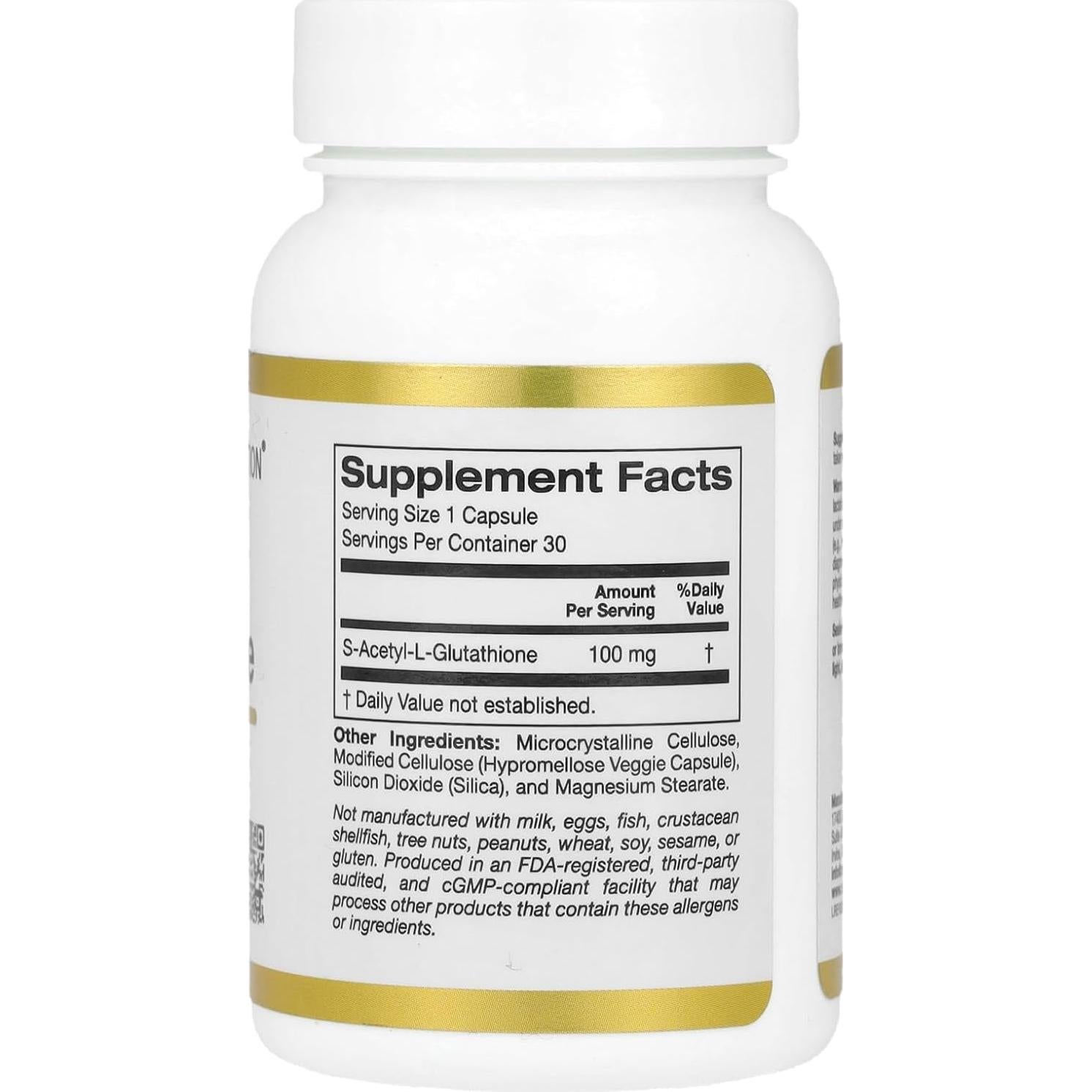 S-Acetil L-Glutati&oacute;n 100 mg California Gold Nutrition 30 Cápsulas
