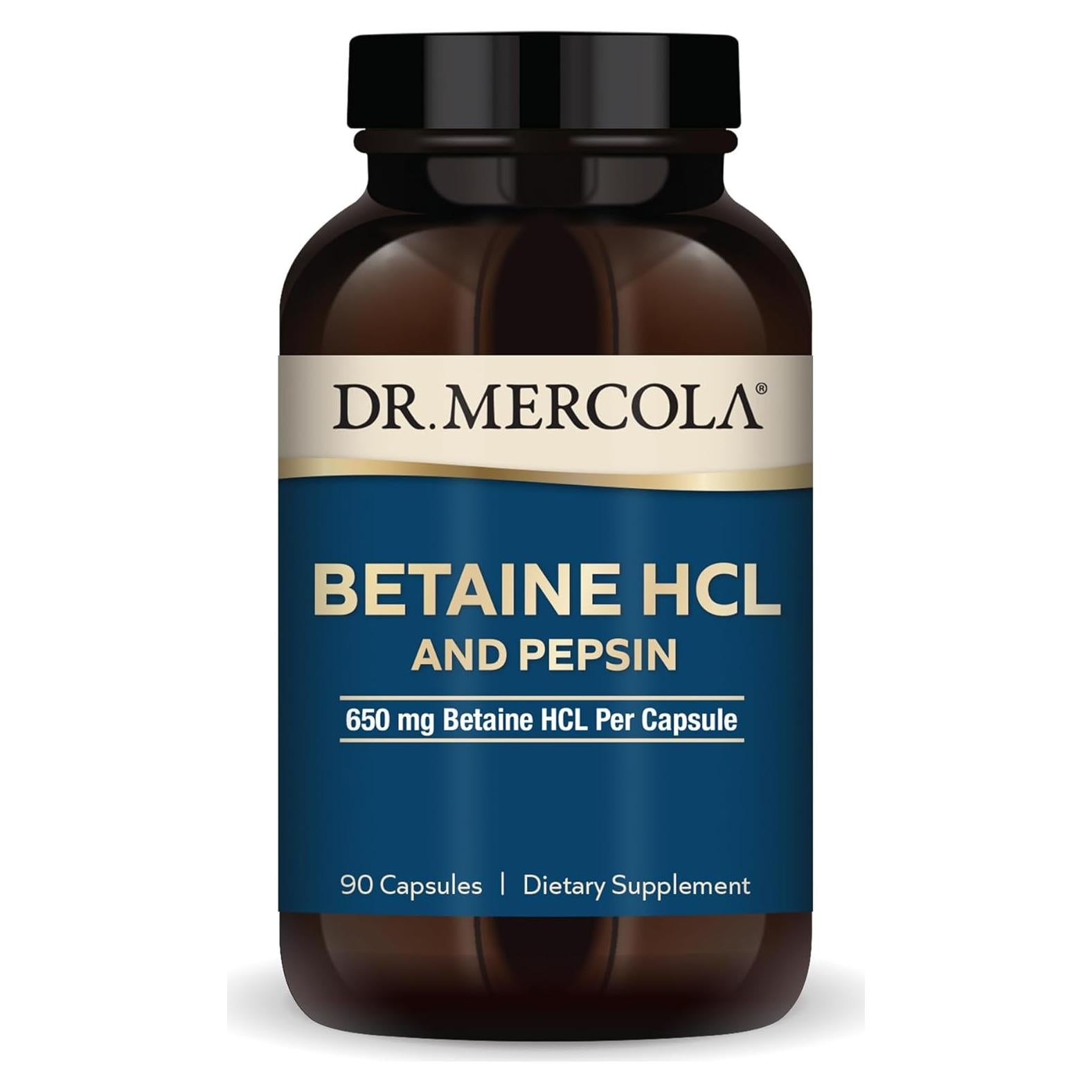 Suplemento Digestivo Dr. Mercola Betaína HCL y Pepsina 90 Cápsulas
