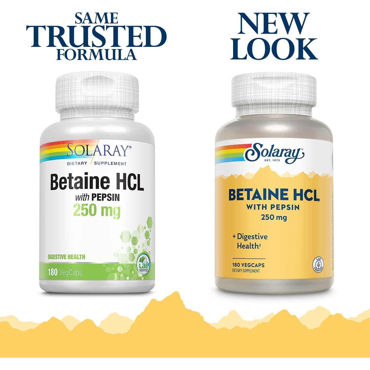 Solaray Betaína HCl con Pepsina 250 mg - 180 Cápsulas