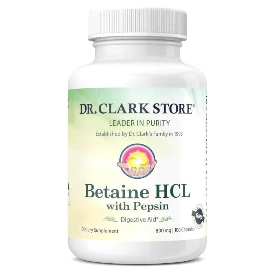 Suplemento Betaína HCL Dr. Clark 800mg 100 Cápsulas