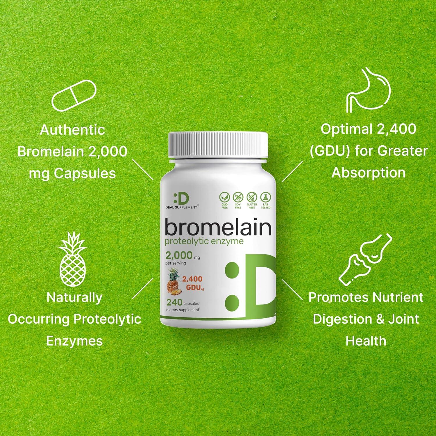 Suplemento de Bromelina 2000mg Eagleshine 240 Cápsulas Digestivas