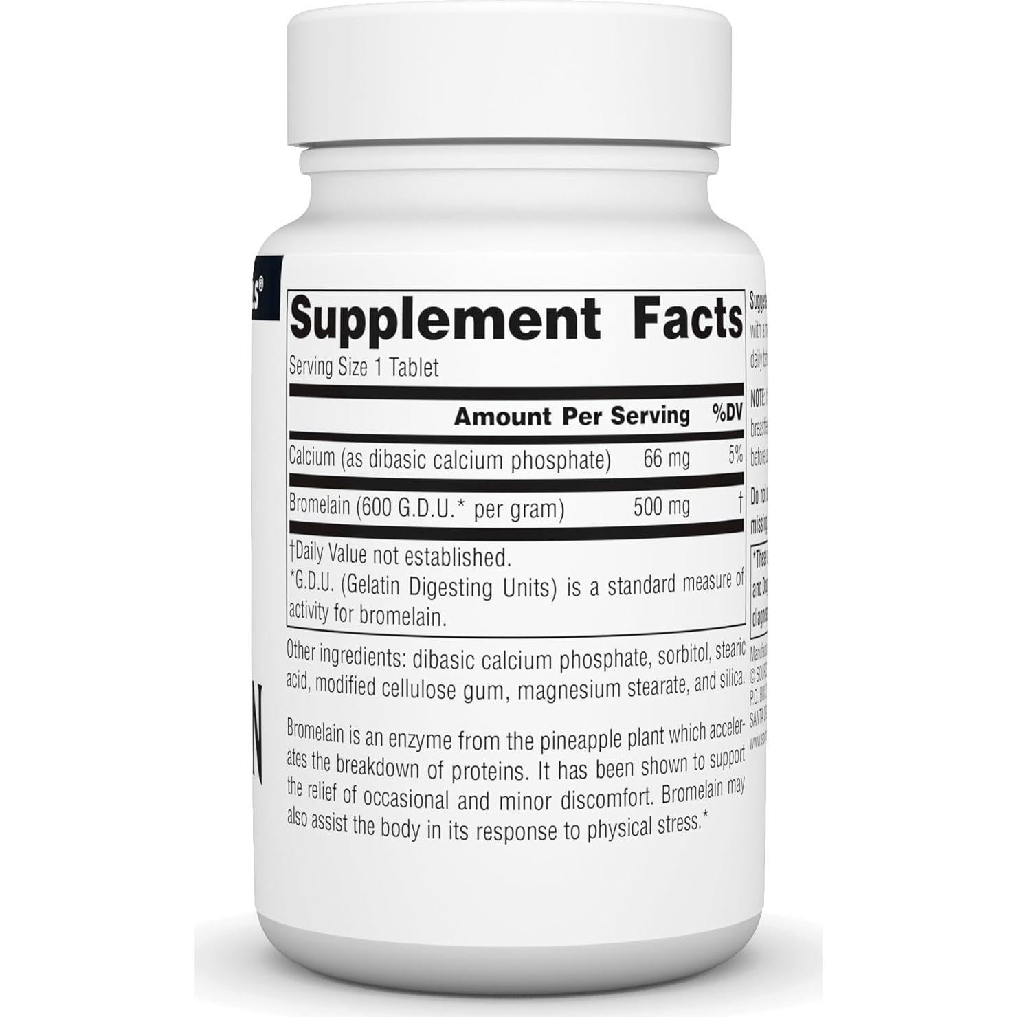 Bromelina 500mg Source Naturals - 60 Tabletas Enzimáticas