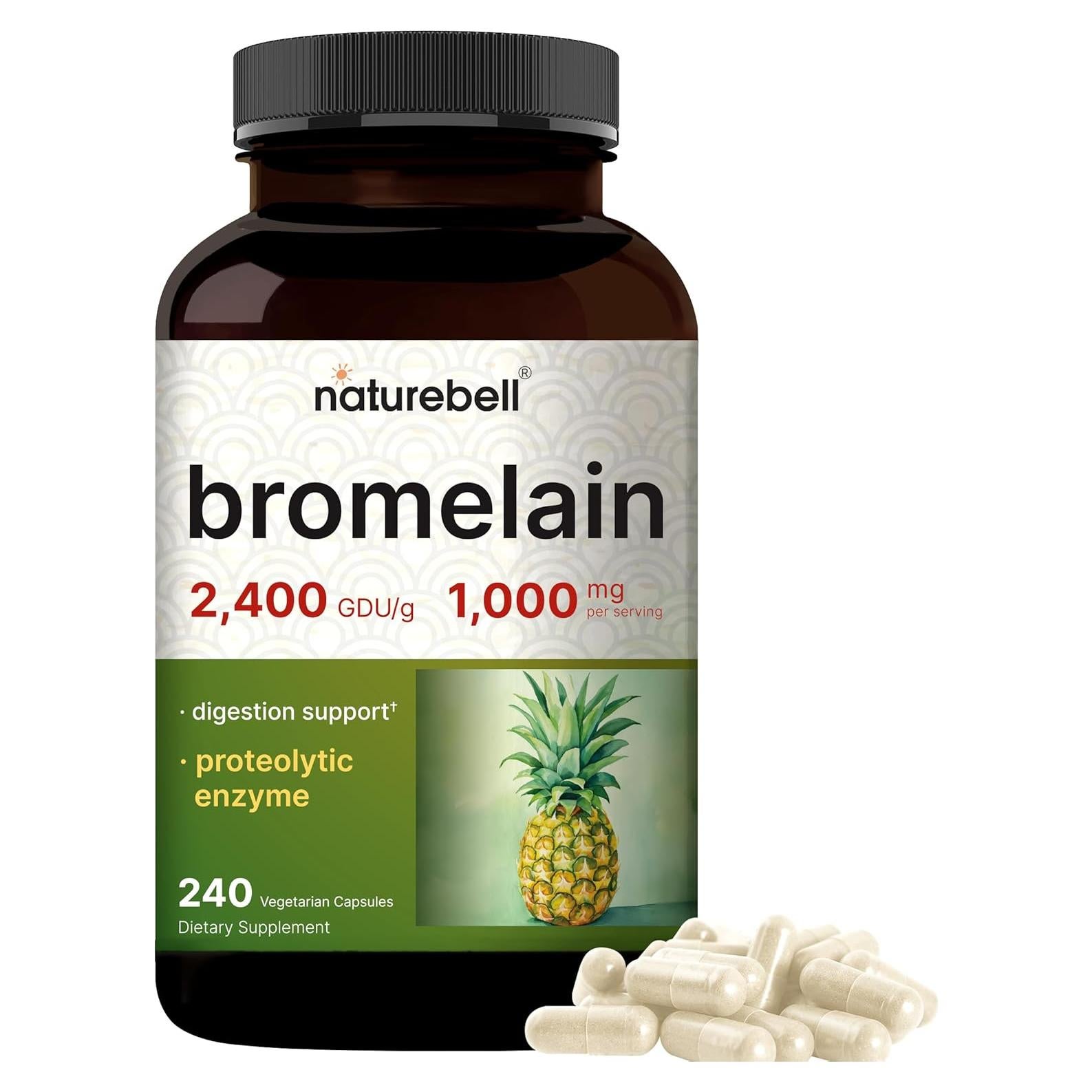 Bromelina NatureBell 1000mg 240 Cápsulas Vegetales Digestivas