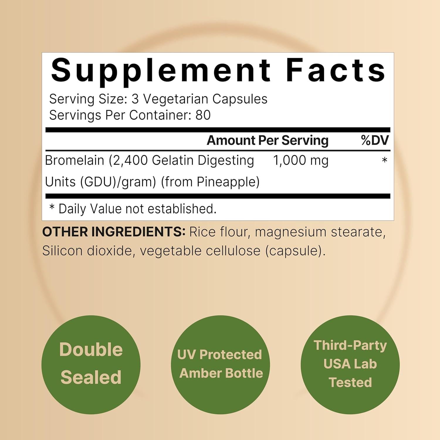 Bromelina NatureBell 1000mg 240 Cápsulas Vegetales Digestivas