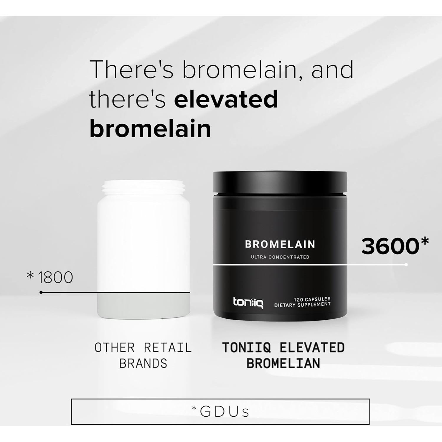 Bromelina Toniiq 500mg - 3600 GDU/gramo - 120 Cápsulas Vegetarianas