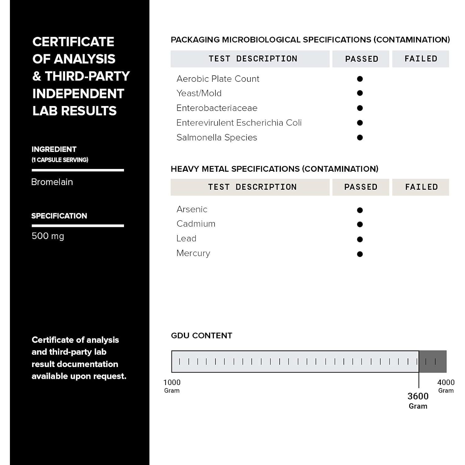 Bromelina Toniiq 500mg - 3600 GDU/gramo - 120 Cápsulas Vegetarianas