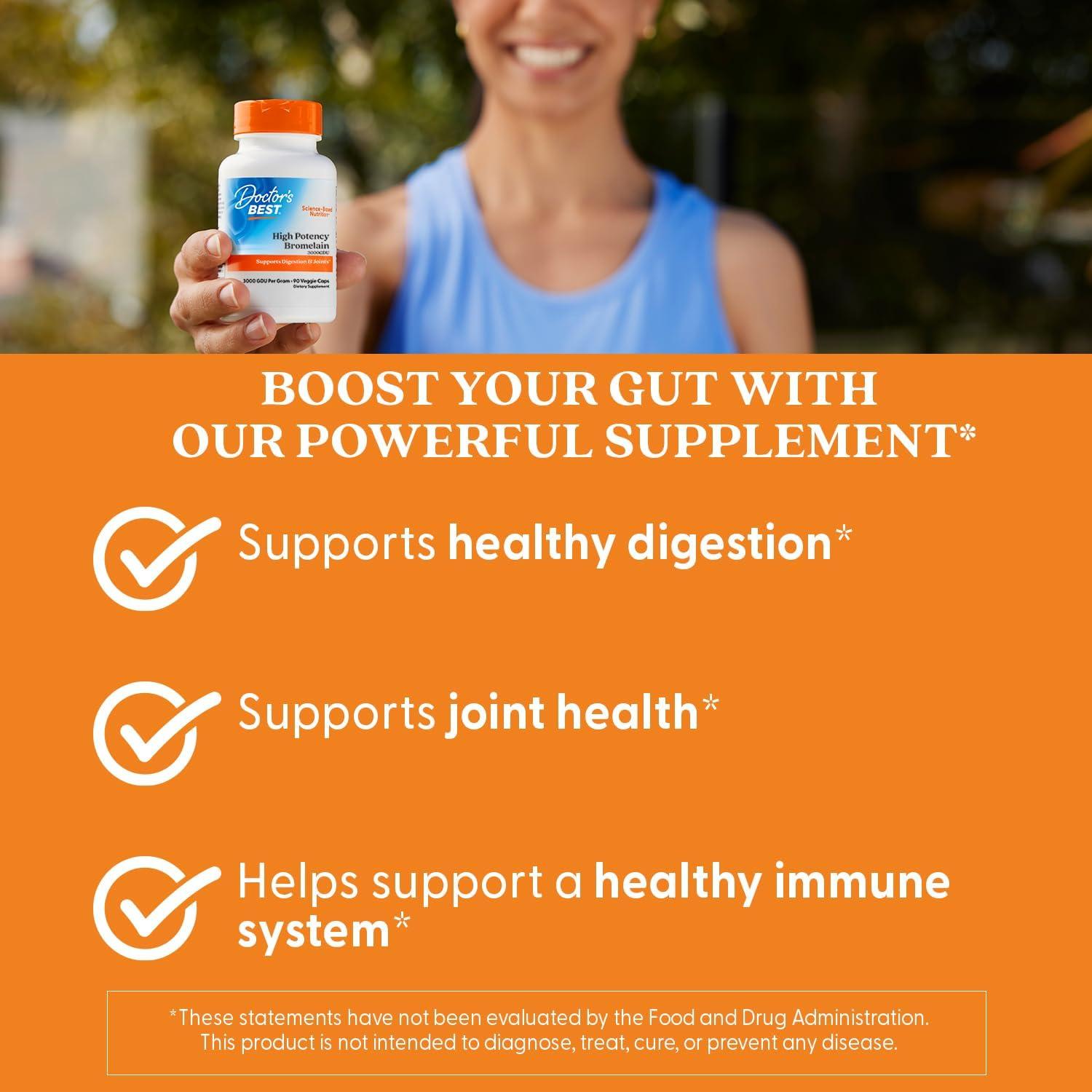 Suplemento de Bromelina 3000 GDU Doctor's Best 90 Cápsulas