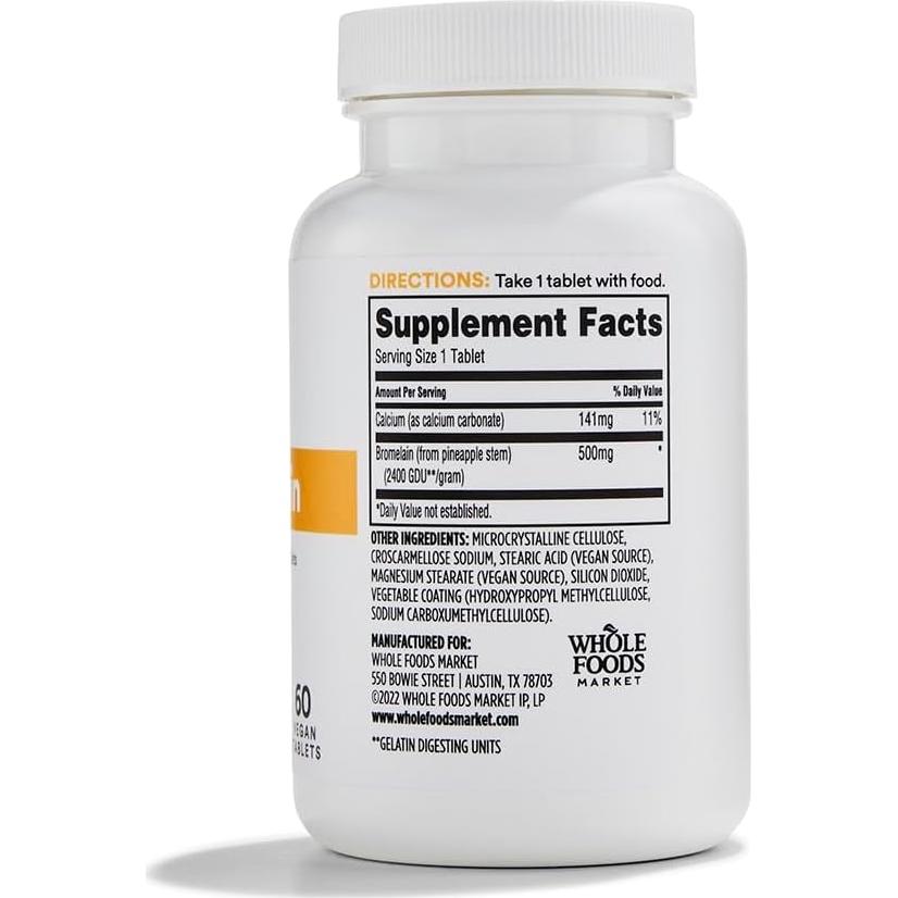 Bromelina Whole Foods Market 60 Cápsulas Apoyo Digestivo