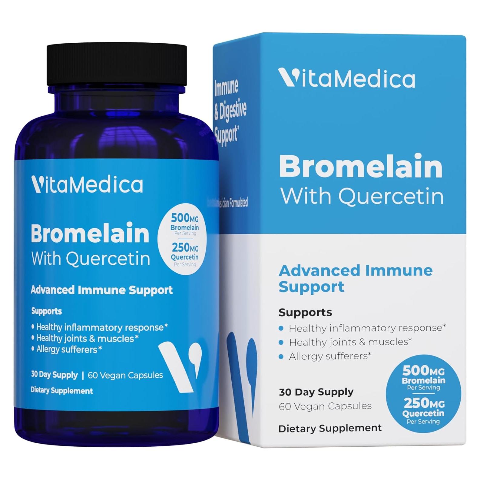 Suplemento de Bromelina y Quercetina VitaMedica 500mg/250mg - 60 Cápsulas Veganas