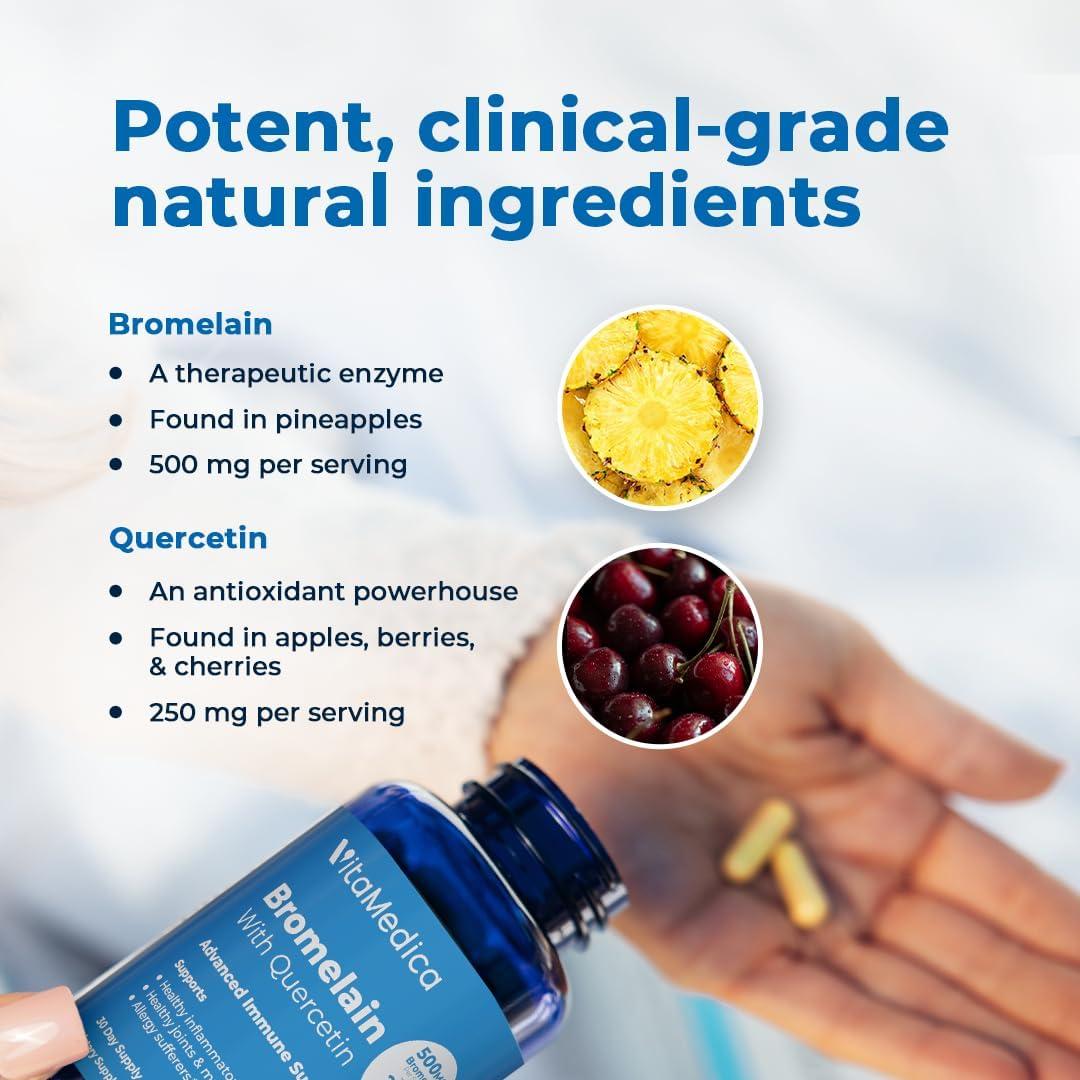 Suplemento de Bromelina y Quercetina VitaMedica 500mg/250mg - 60 Cápsulas Veganas