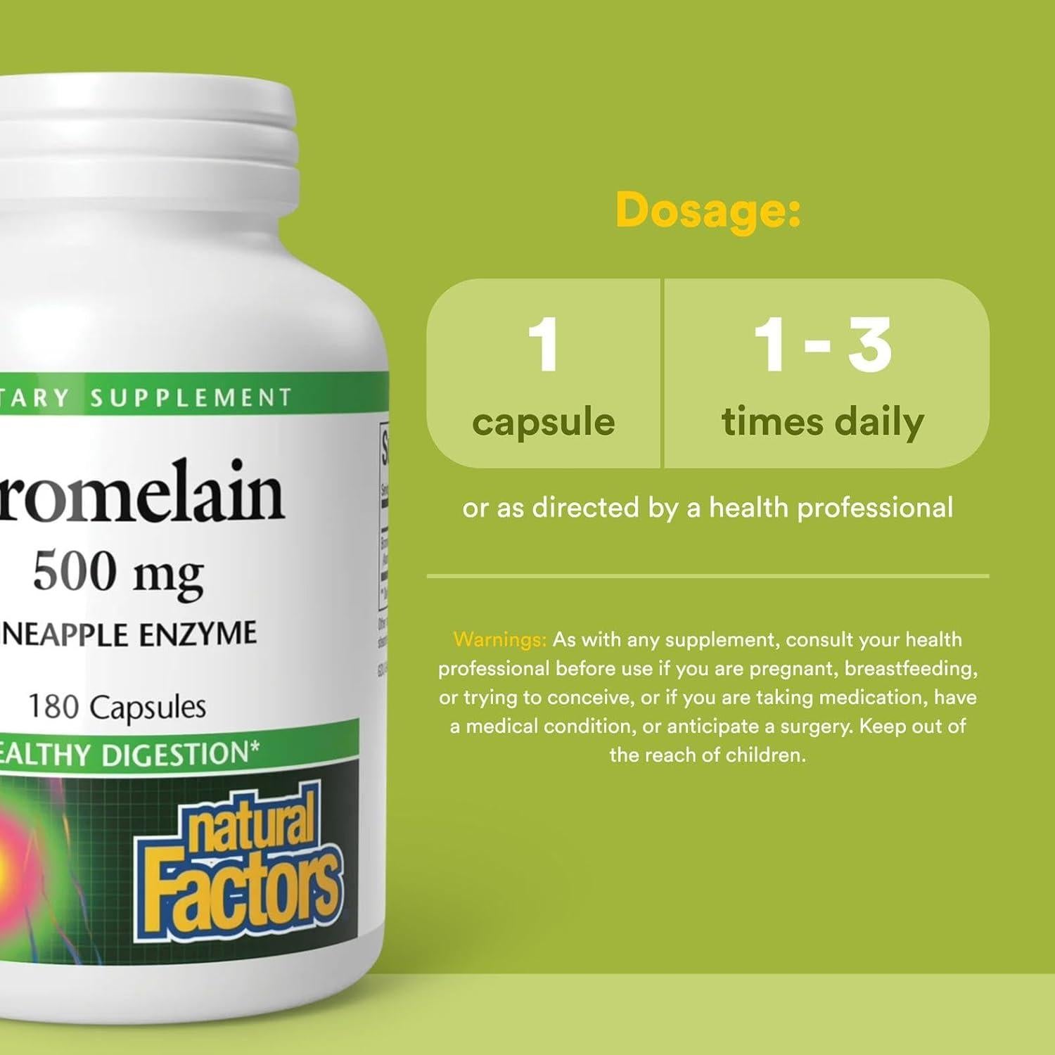 Bromelina 500 mg Factores Naturales 180 Cápsulas Digestivas