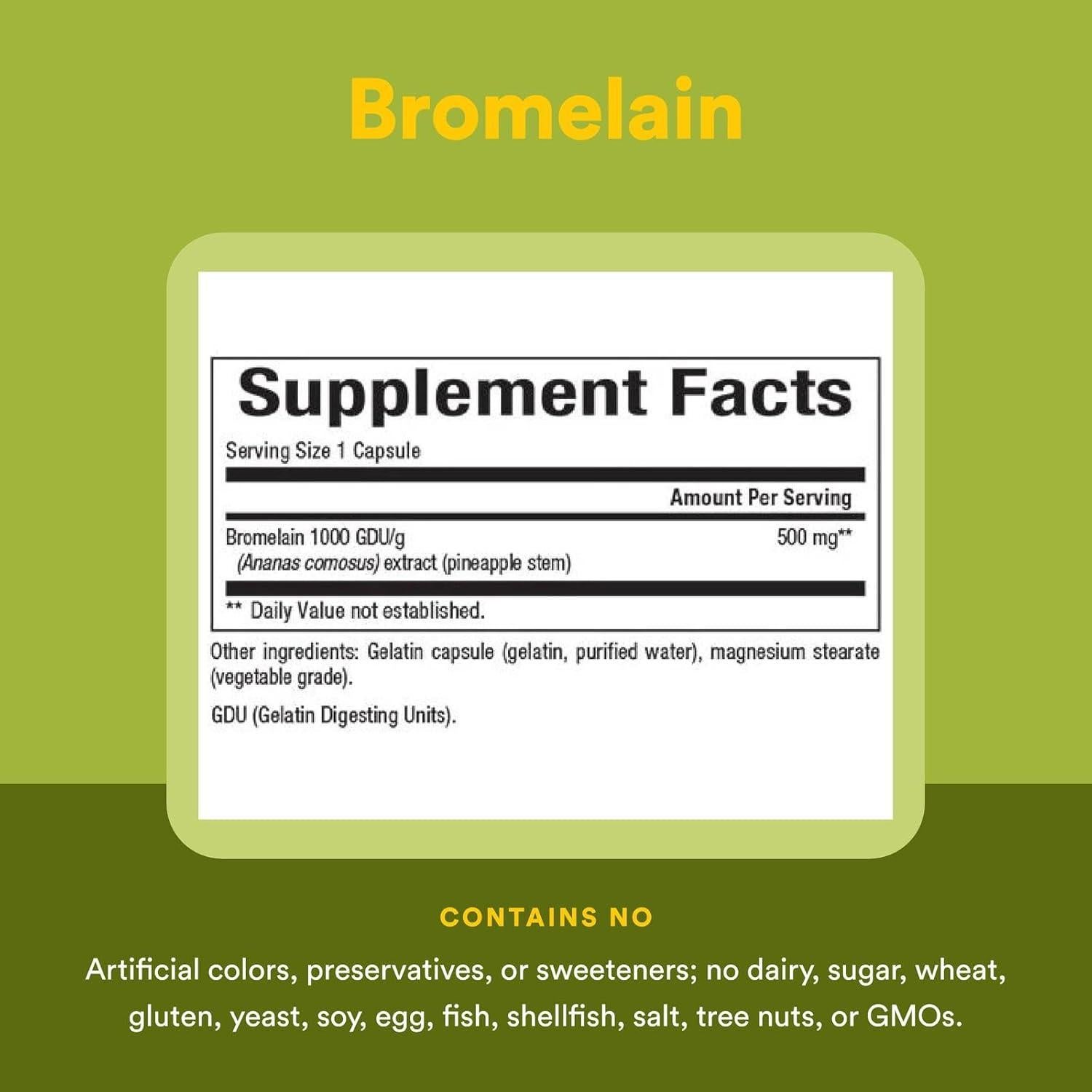 Bromelina 500 mg Factores Naturales 180 Cápsulas Digestivas