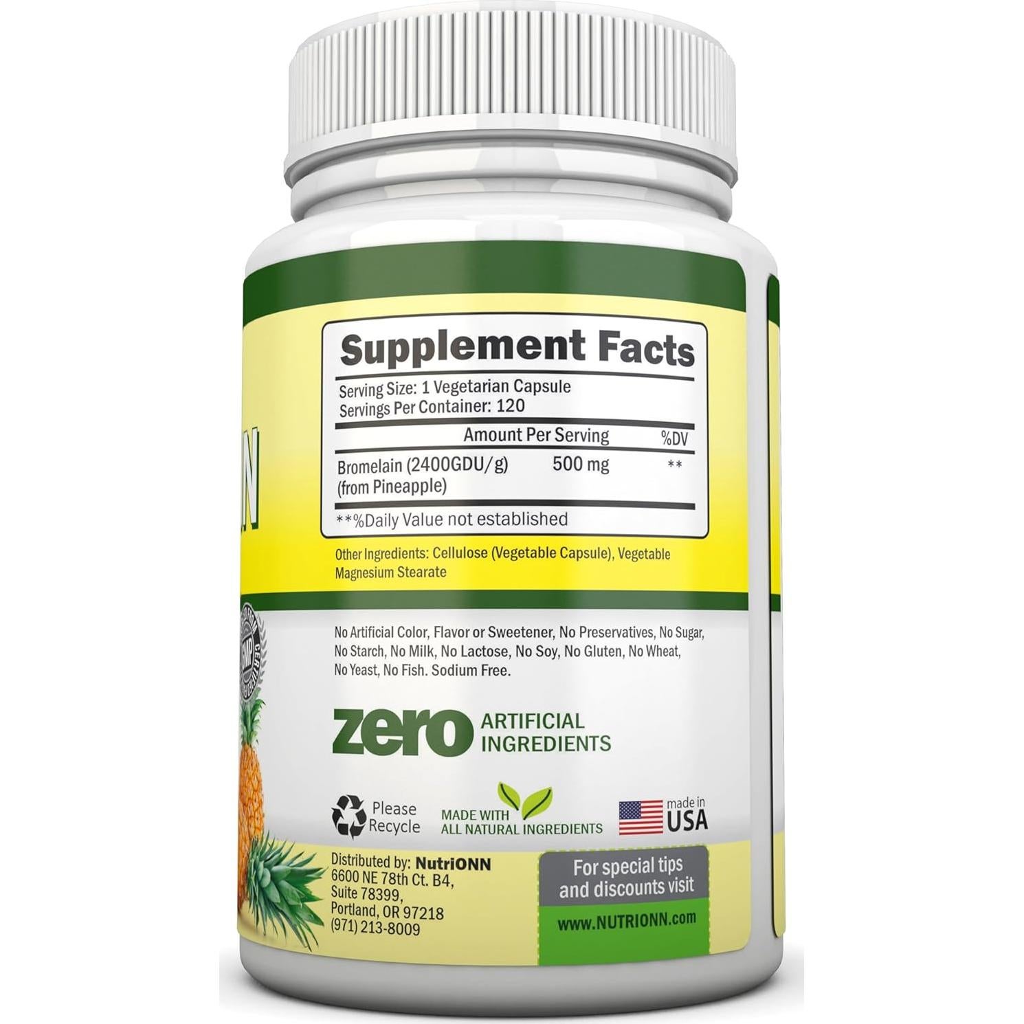 Bromelina NutriONN 500mg 120 Cápsulas Vegetales Digestión