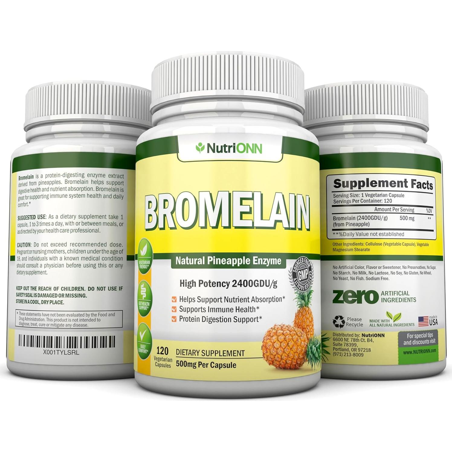 Bromelina NutriONN 500mg 120 Cápsulas Vegetales Digestión