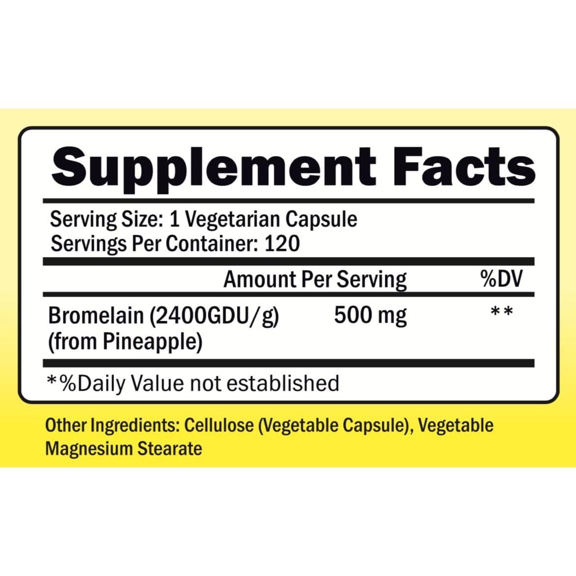 Bromelina NutriONN 500mg 120 Cápsulas Vegetales Digestión