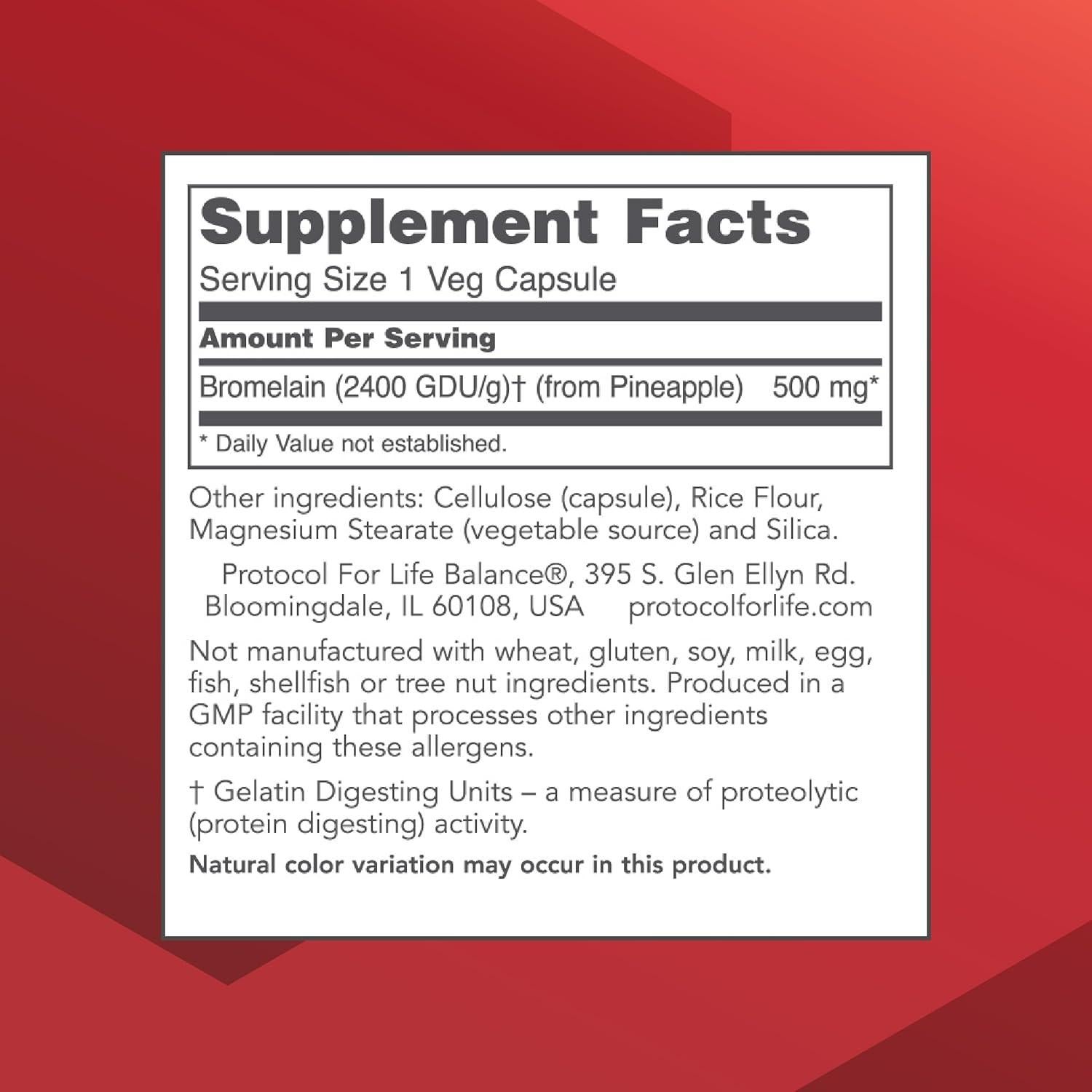 Bromelina Protocolo 500mg - Suplemento Digestivo Vegano 90 Cápsulas