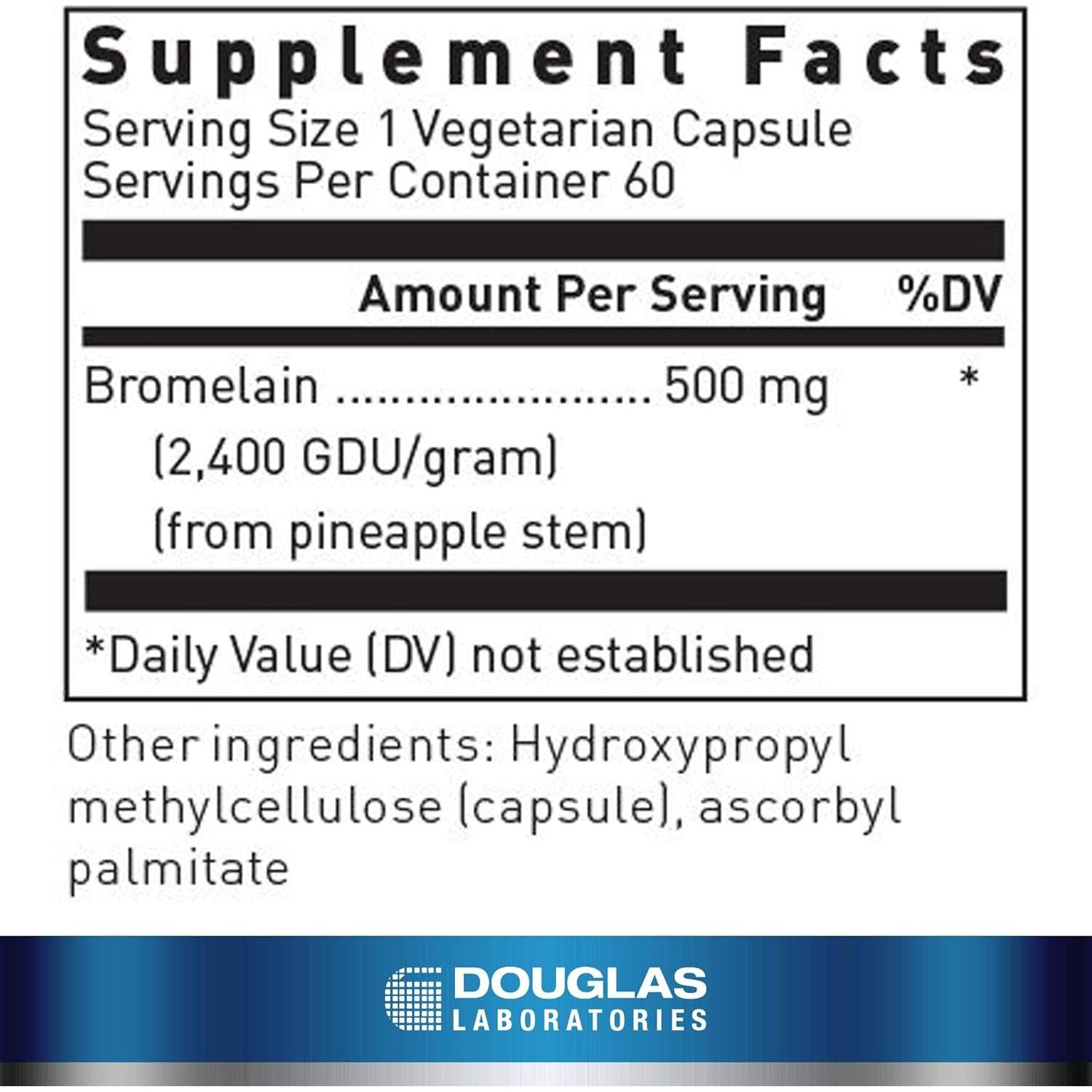Bromelina Douglas Laboratories 500 mg - 60 Cápsulas Suplemento