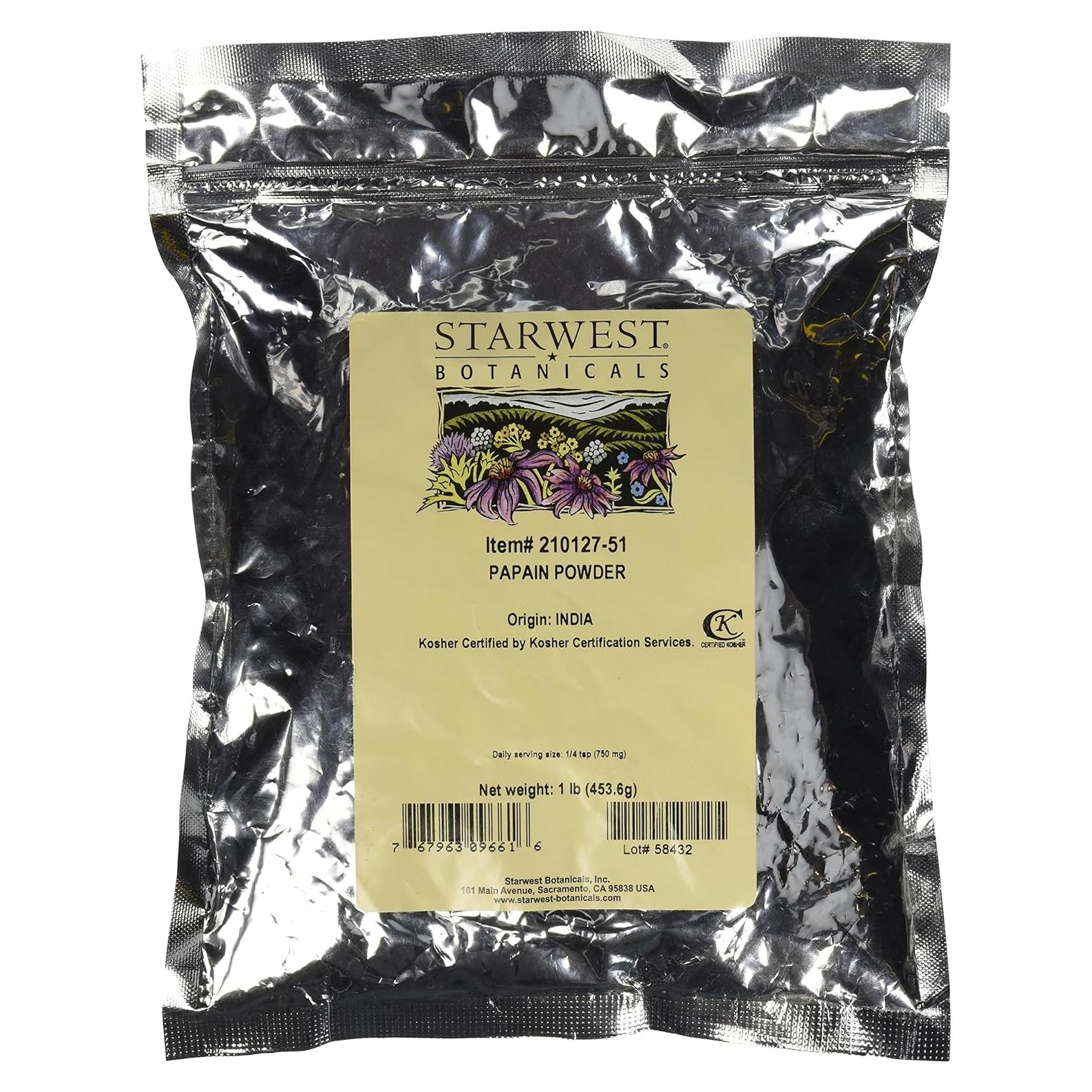 Polvo de Papaina Starwest Botanicals 2000 USP 0.45 kg